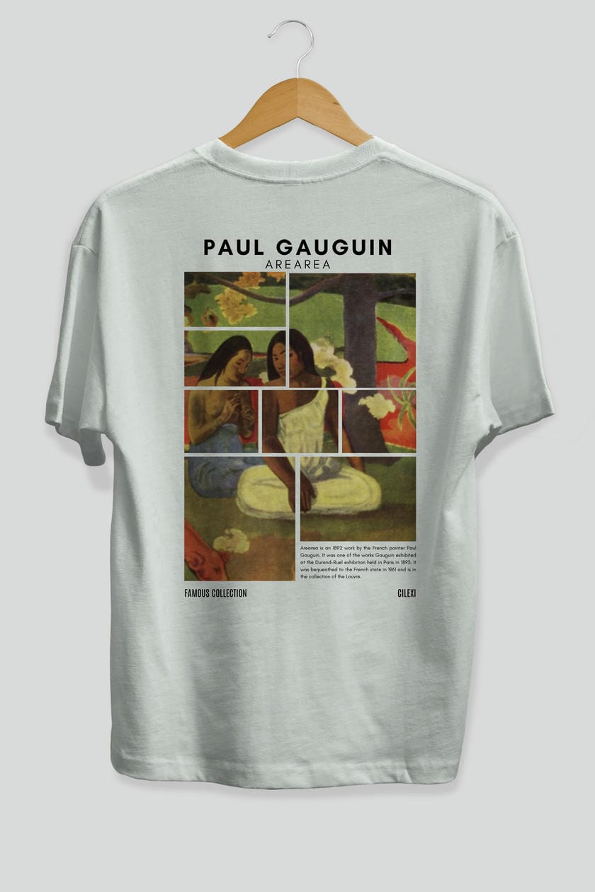 Paul Gauguin Arearea Arka Baskılı Oversize t-shirt Erkek Kadın Bisiklet Yaka Pamuk tişort