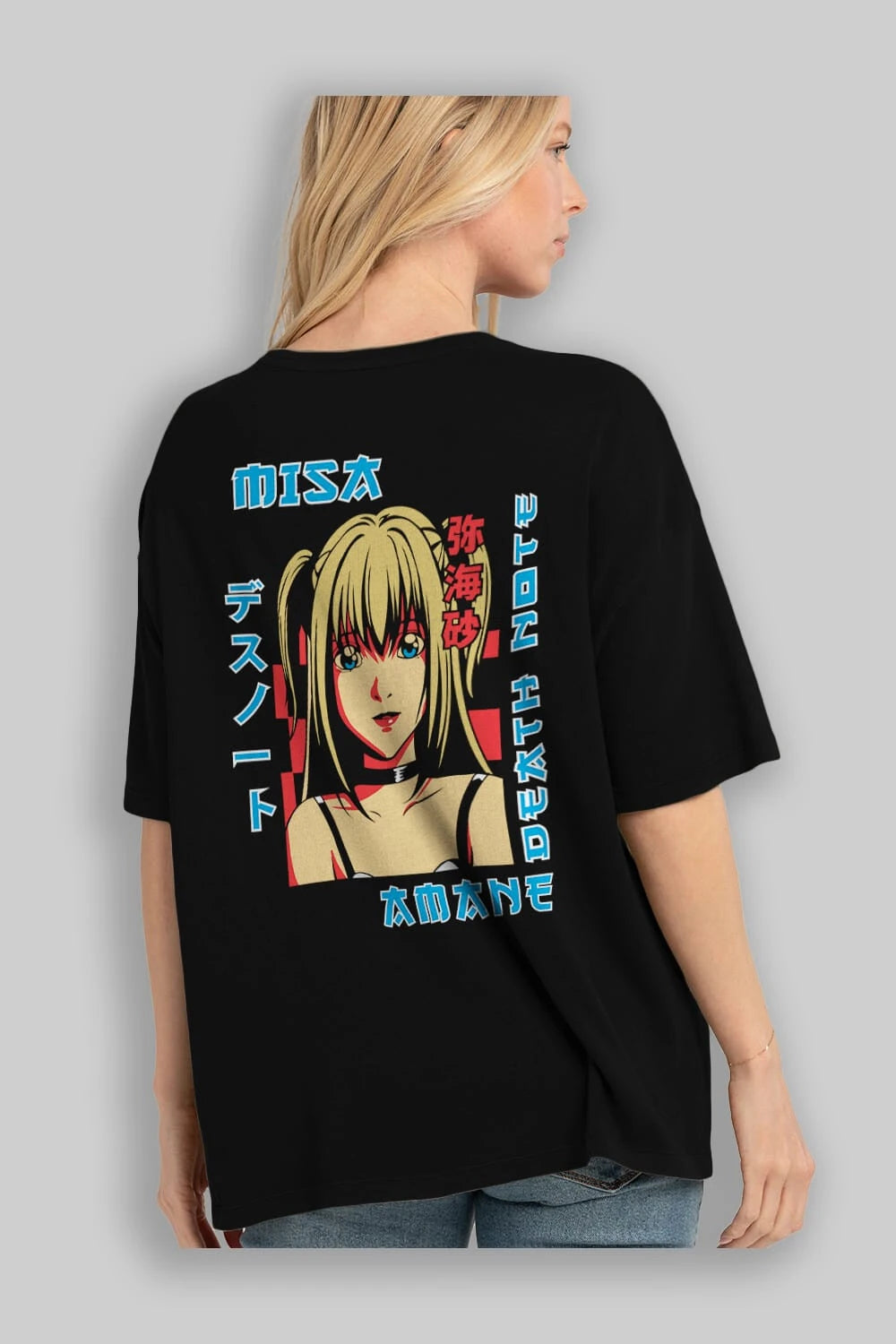 MISA-DEATH NOTE Anime Arka Baskılı Oversize t-shirt Erkek Kadın Unisex