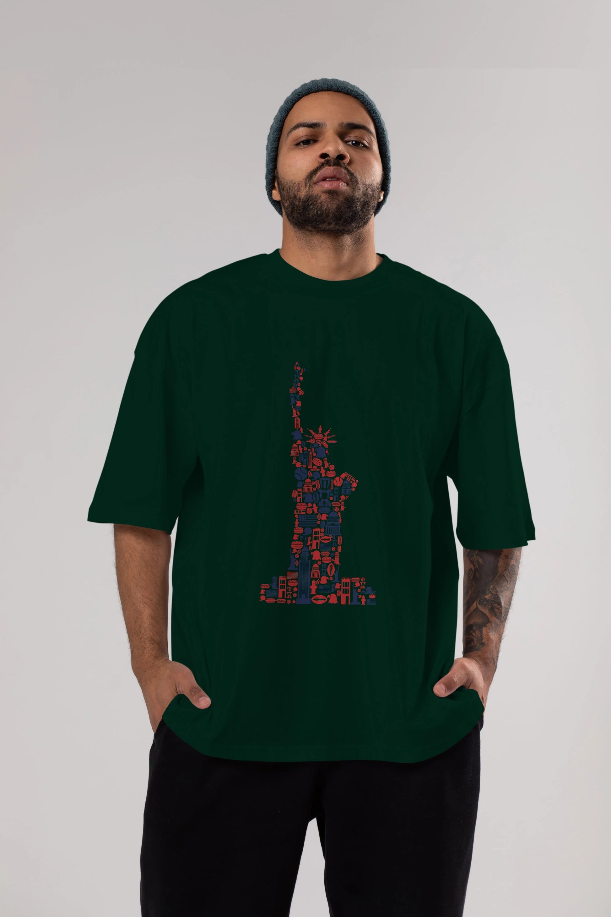 Liberty Ön Baskılı Oversize t-shirt %100 pamuk Erkek Kadın Unisex