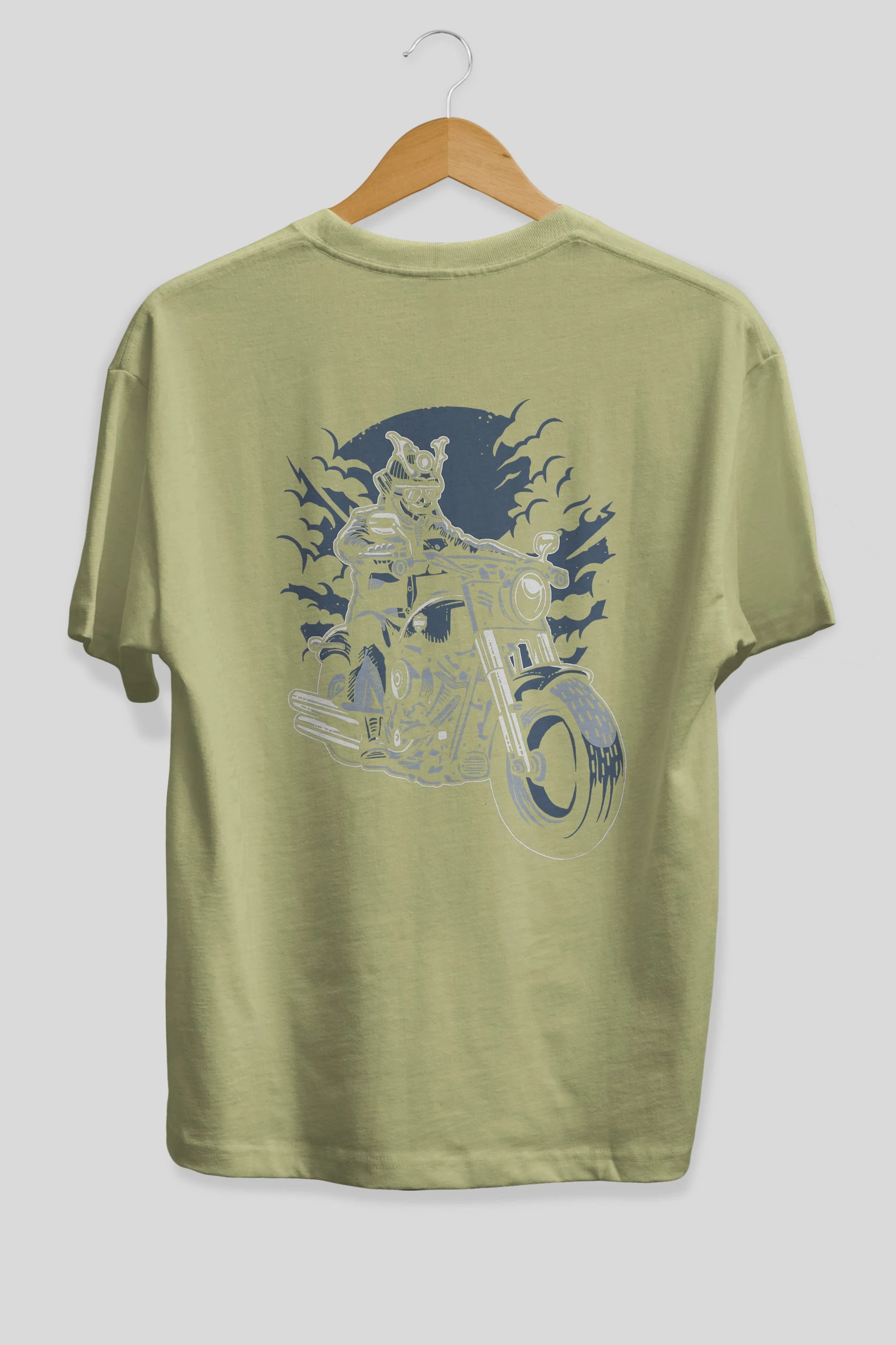 Samurai Ride Arka Baskılı Oversize t-shirt Erkek Kadın Unisex %100 Pamuk