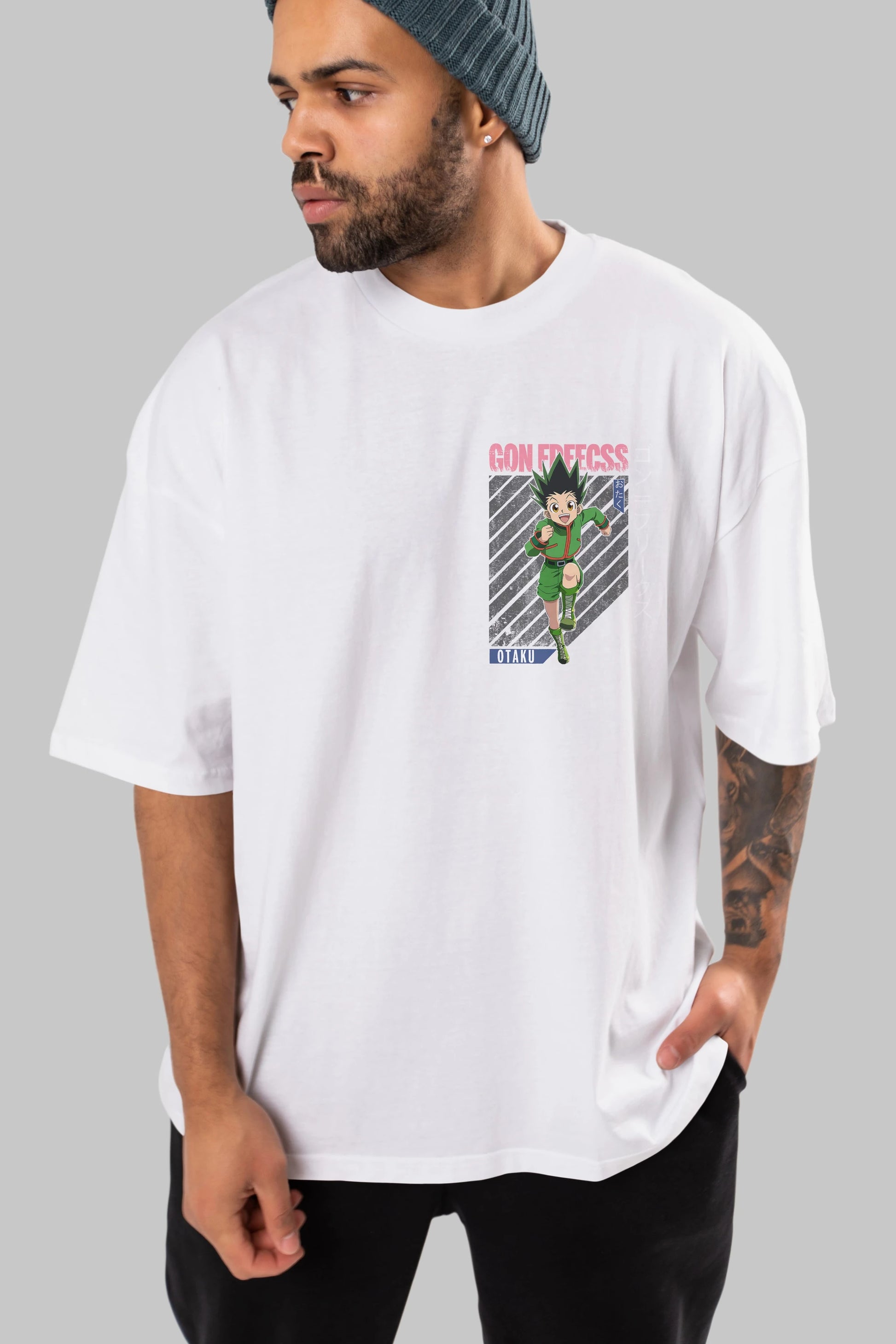 Gon Freecss HUNTER X HUNTER Ön Sol Baskılı Oversize t-shirt Erkek Kadın Unisex %100 Pamuk Bisiklet Yaka tişort