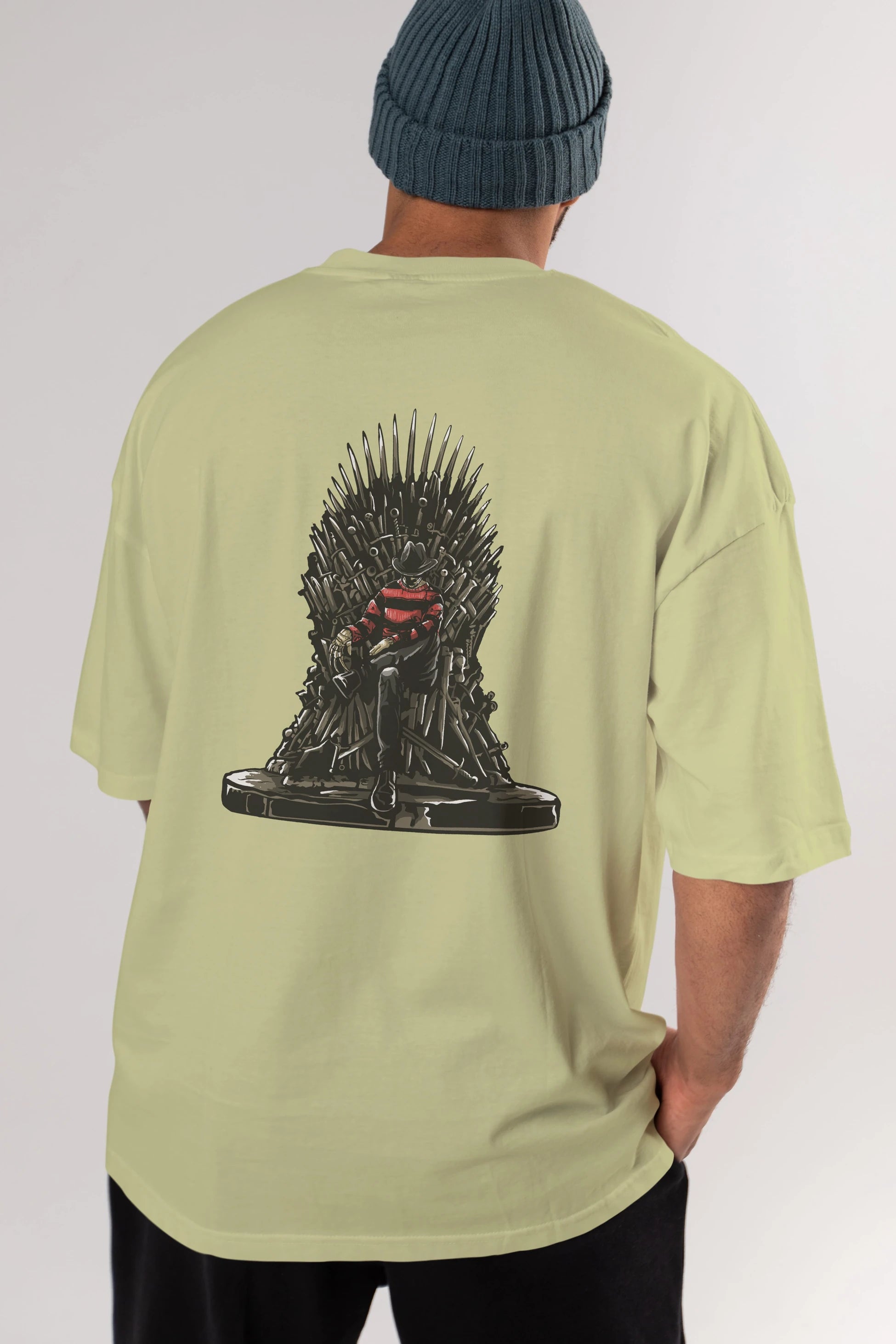 Nightmare Throne Arka Baskılı Oversize t-shirt Erkek Kadın Unisex %100 Pamuk