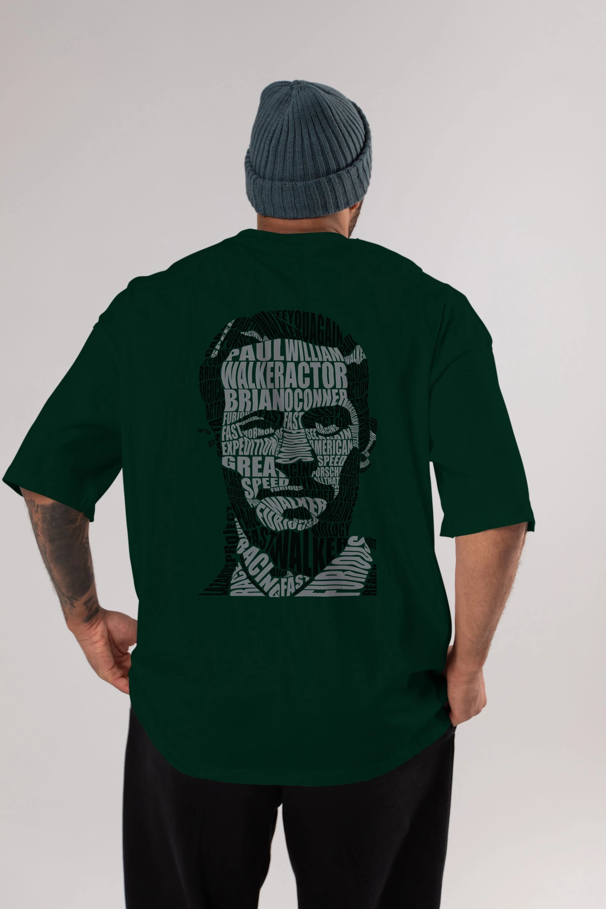 Paul Walker Calligram Arka Baskılı Oversize t-shirt %100 pamuk Erkek Kadın Unisex