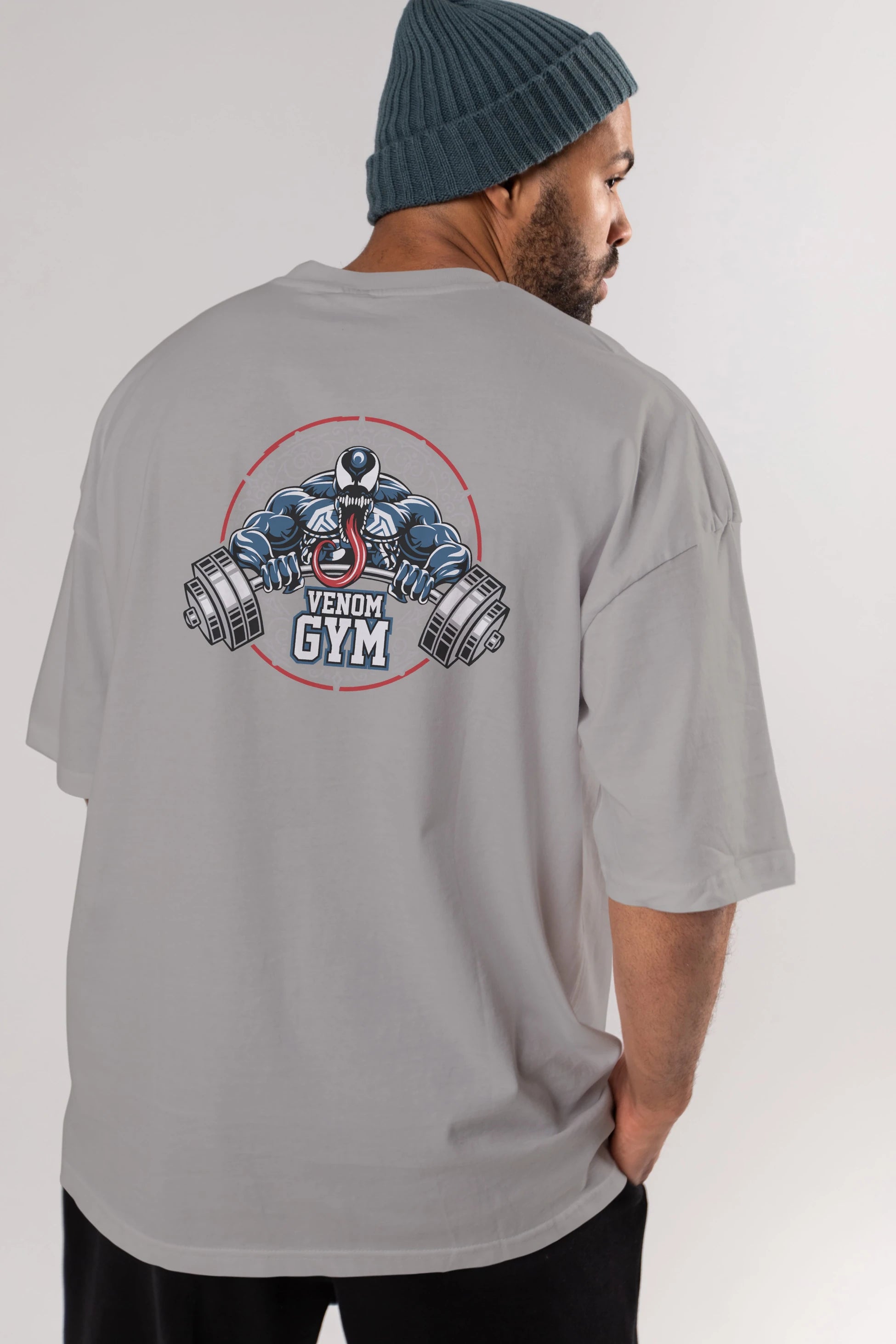 Venom GYM Arka Baskılı Oversize t-shirt Erkek Kadın Unisex %100 Pamuk Bisiklet Yaka tişort