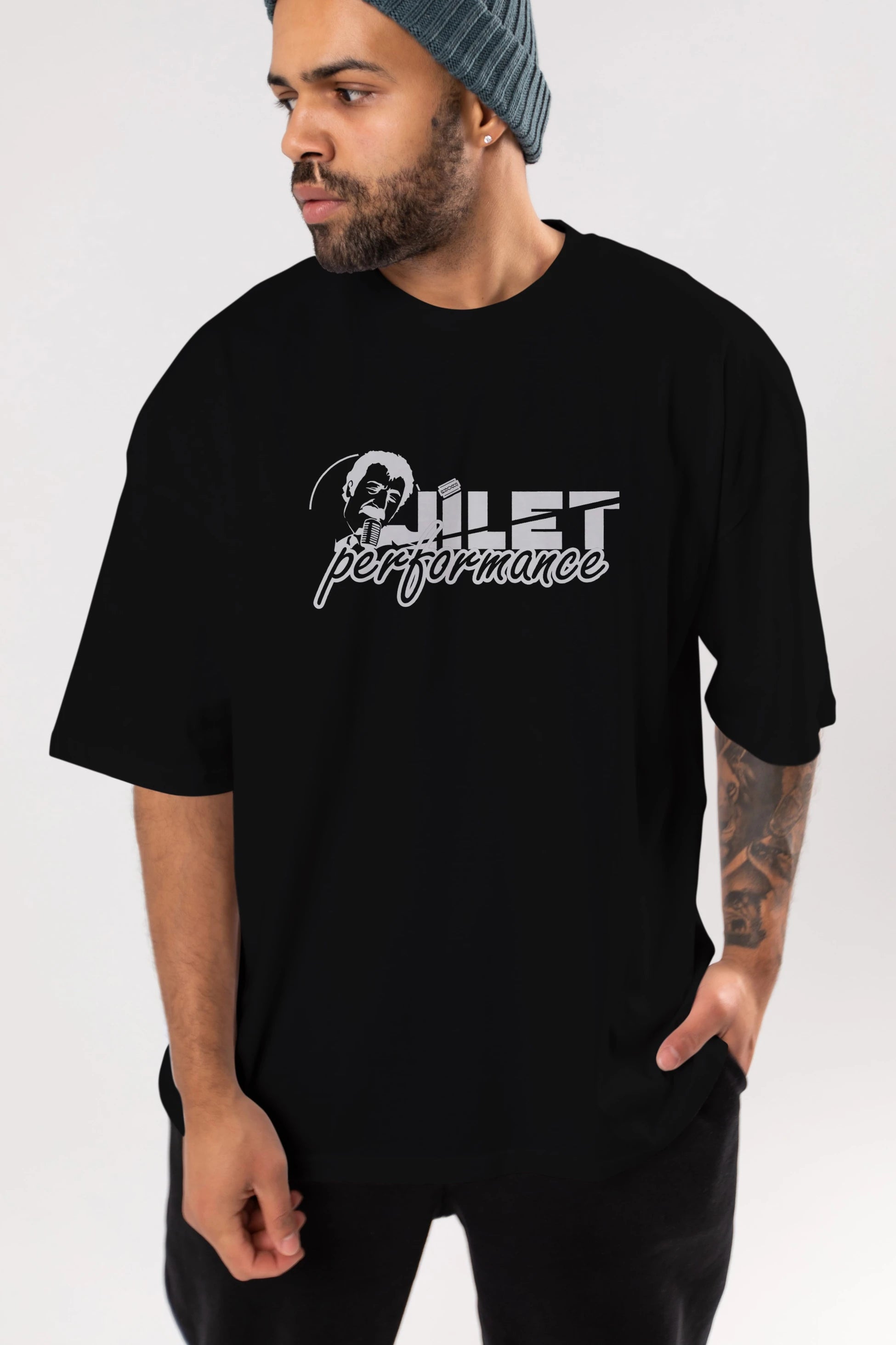 Jilet Performance Ön Baskılı Oversize t-shirt %100 pamuk Erkek Kadın Unisex