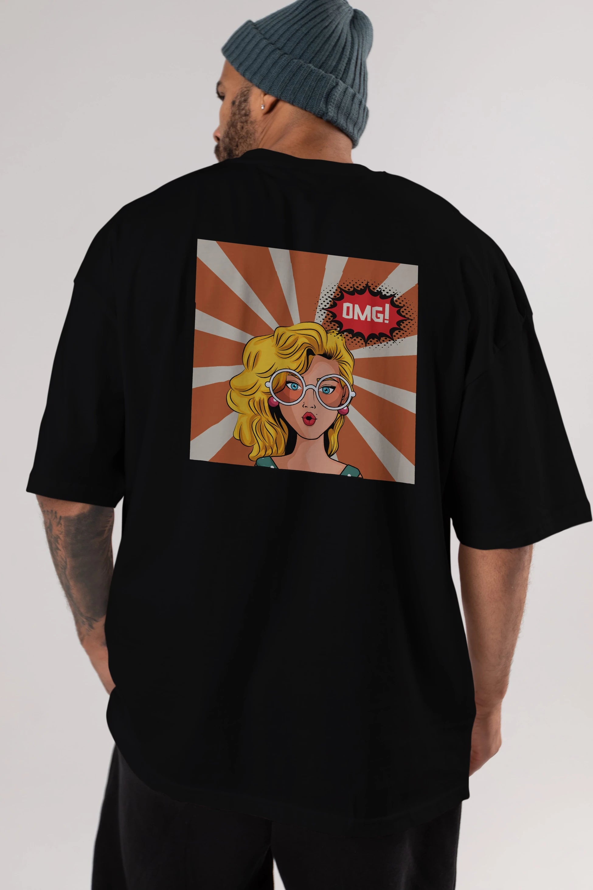 OMG Yazılı Retro Arka Baskılı Oversize t-shirt Erkek Kadın Unisex