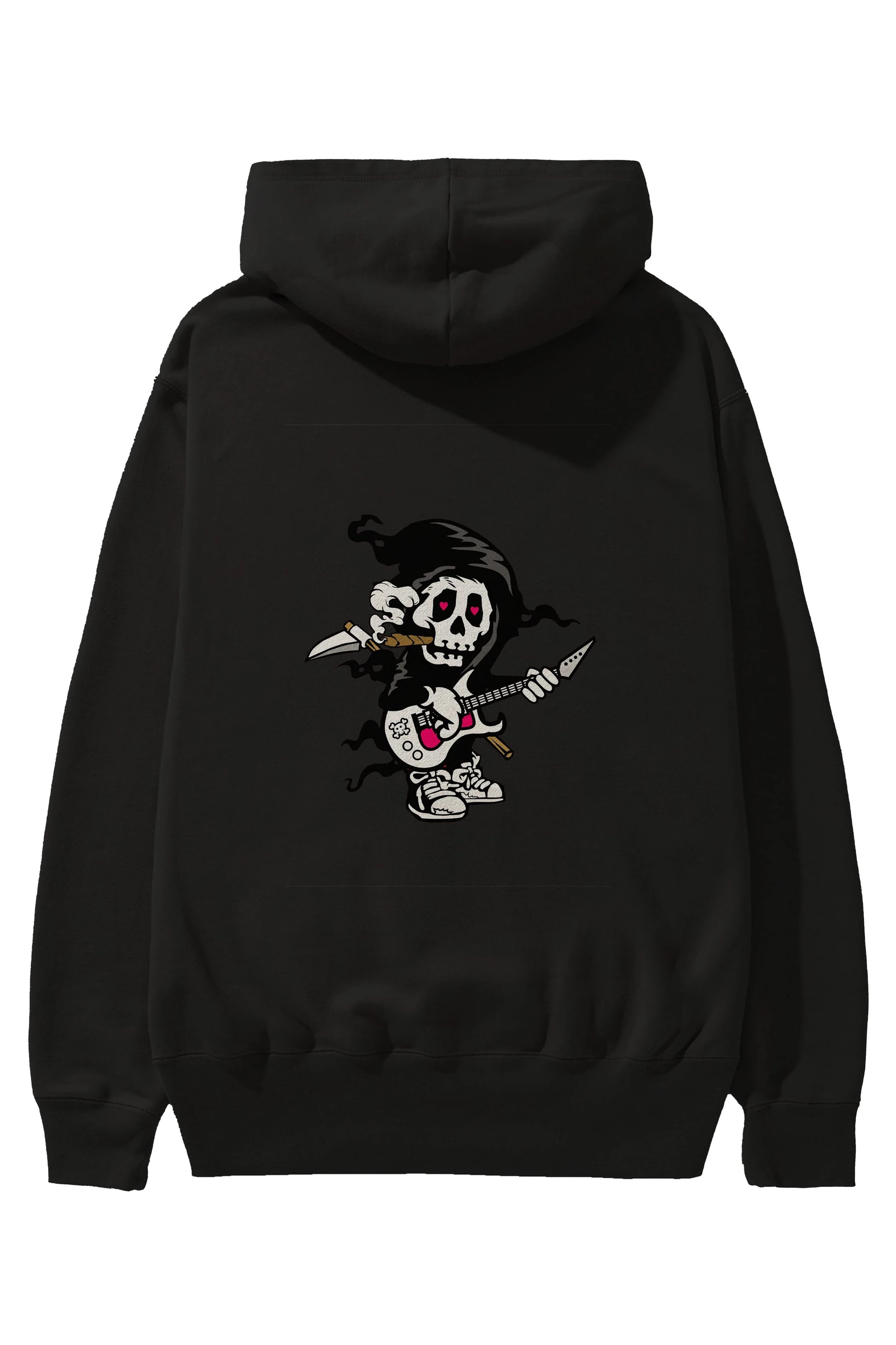 Grim Rockstar Arka Baskılı Hoodie Oversize Kapüşonlu Sweatshirt Erkek Kadın Unisex
