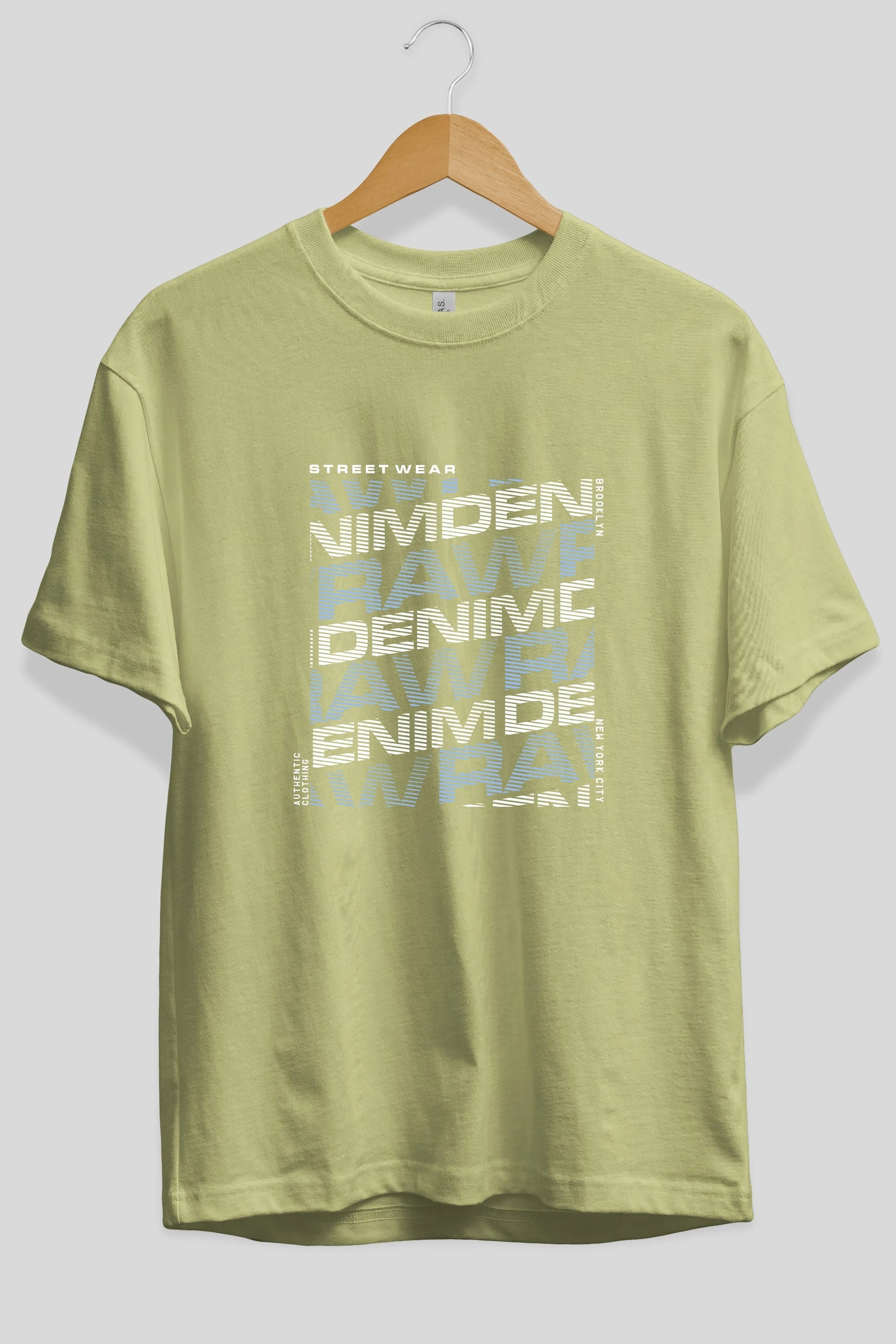 Raw Denim Ön Baskılı Oversize t-shirt Erkek Kadın Unisex