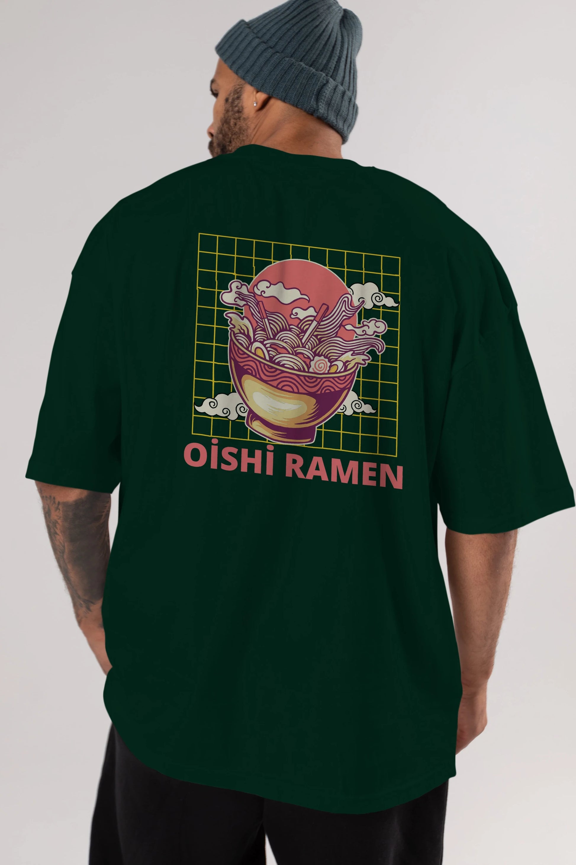 Oishi Ramen Yazılı Arka Baskılı Oversize t-shirt Erkek Kadın Unisex