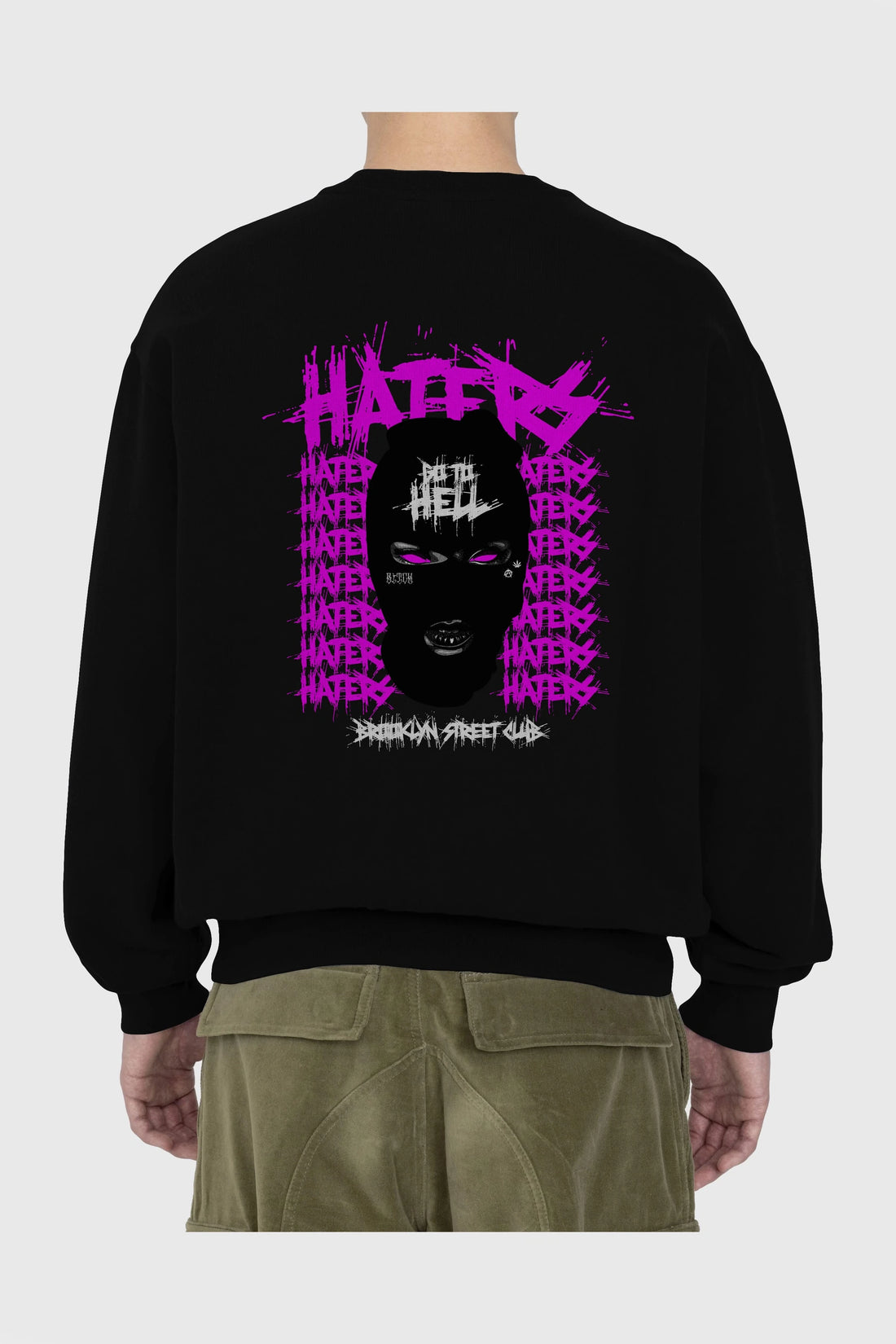 Haters Brooklyn Street Club Arka Baskılı Oversize Sweatshirt Erkek Kadın Unisex