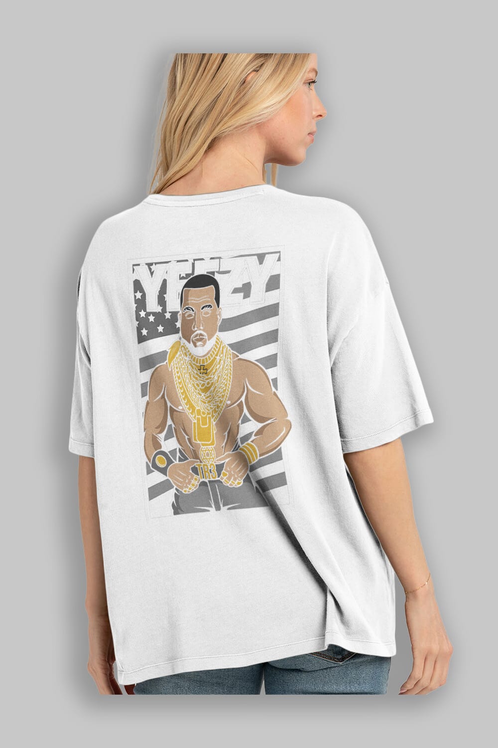 Mr.T Arka Baskılı Oversize t-shirt Erkek Kadın Unisex %100 Pamuk tişort
