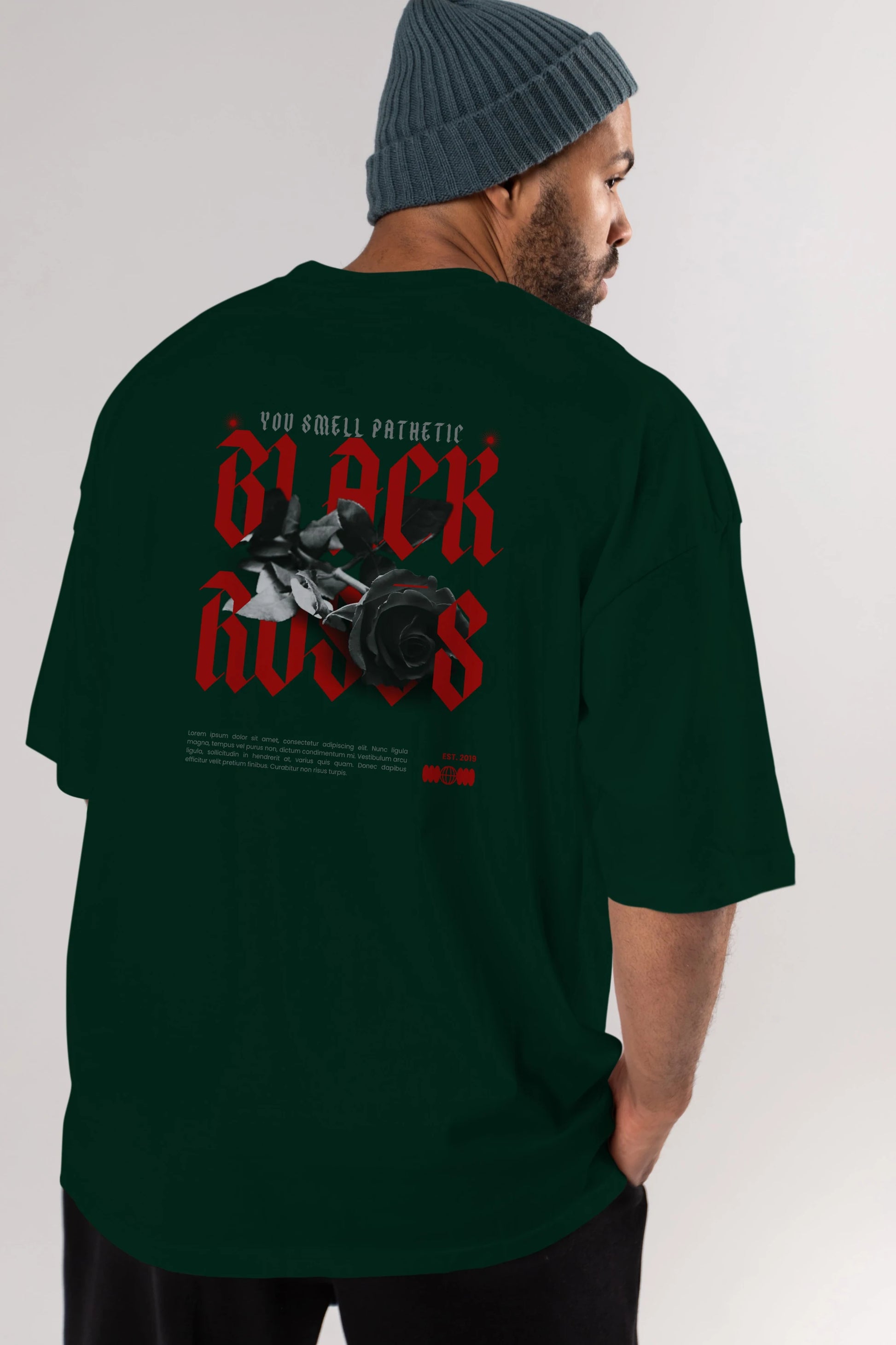 Black Roses Arka Baskılı Oversize t-shirt Erkek Kadın Unisex