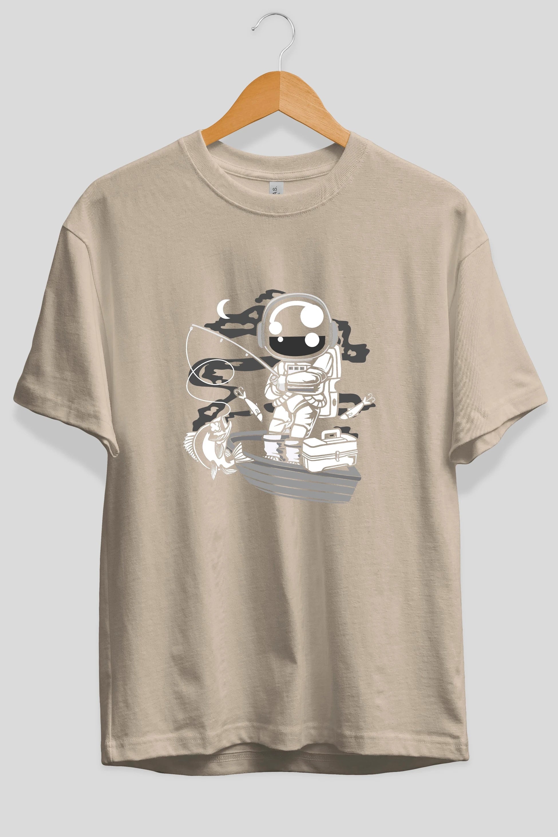 Astronaut Fisherman Ön Baskılı Oversize t-shirt Erkek Kadın Unisex