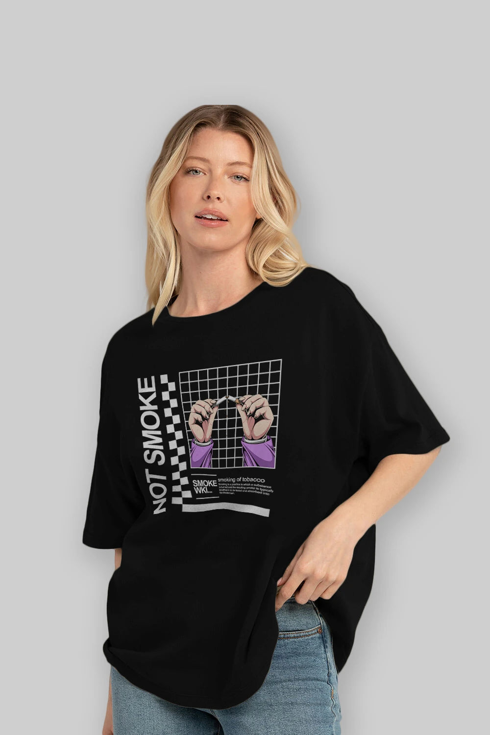 Not Smoke Ön Baskılı Oversize t-shirt Erkek Kadın Unisex
