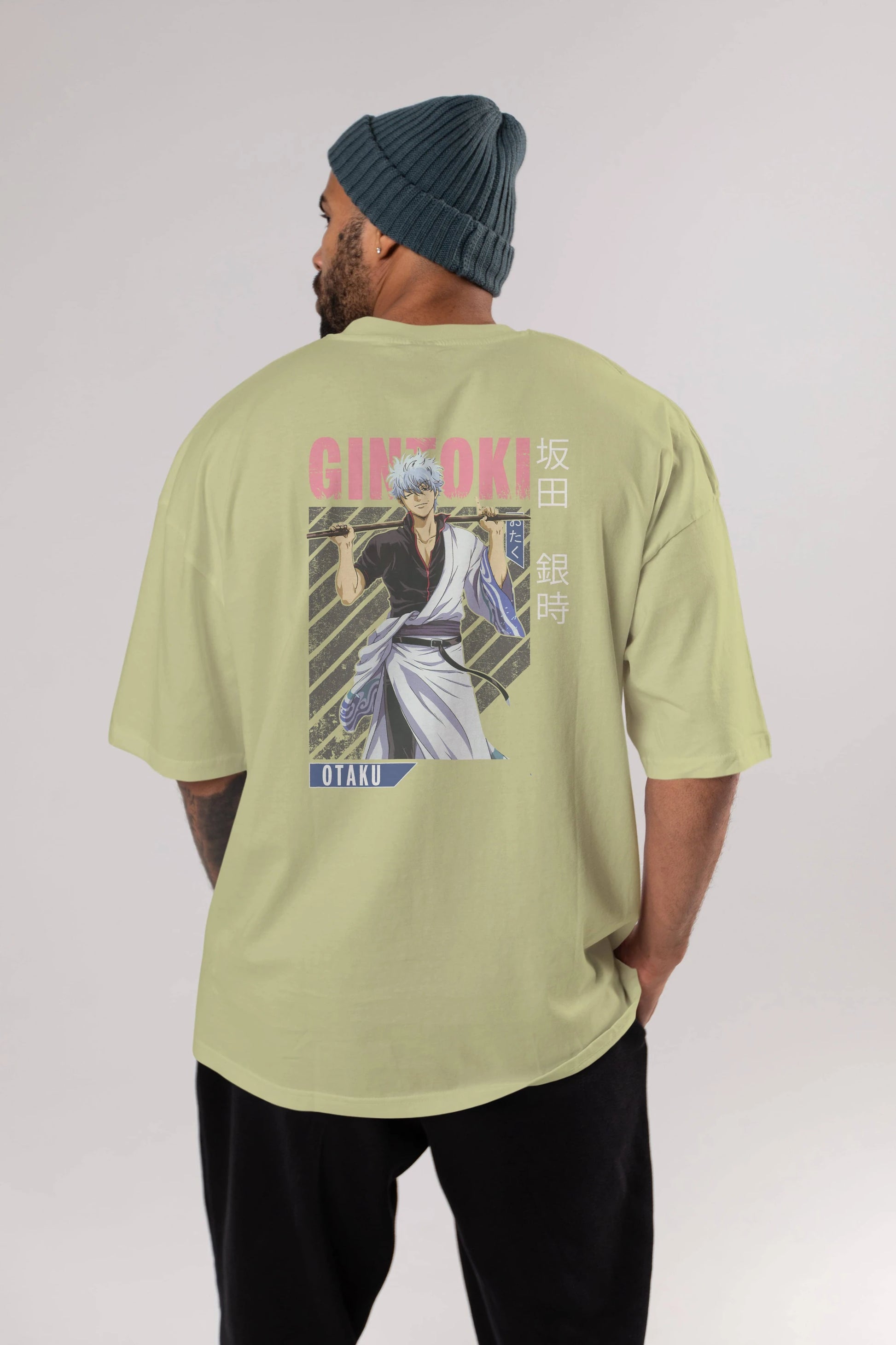 Gintoki Sakata GINTAMA 3 Anime Arka Baskılı Oversize t-shirt Erkek Kadın Unisex
