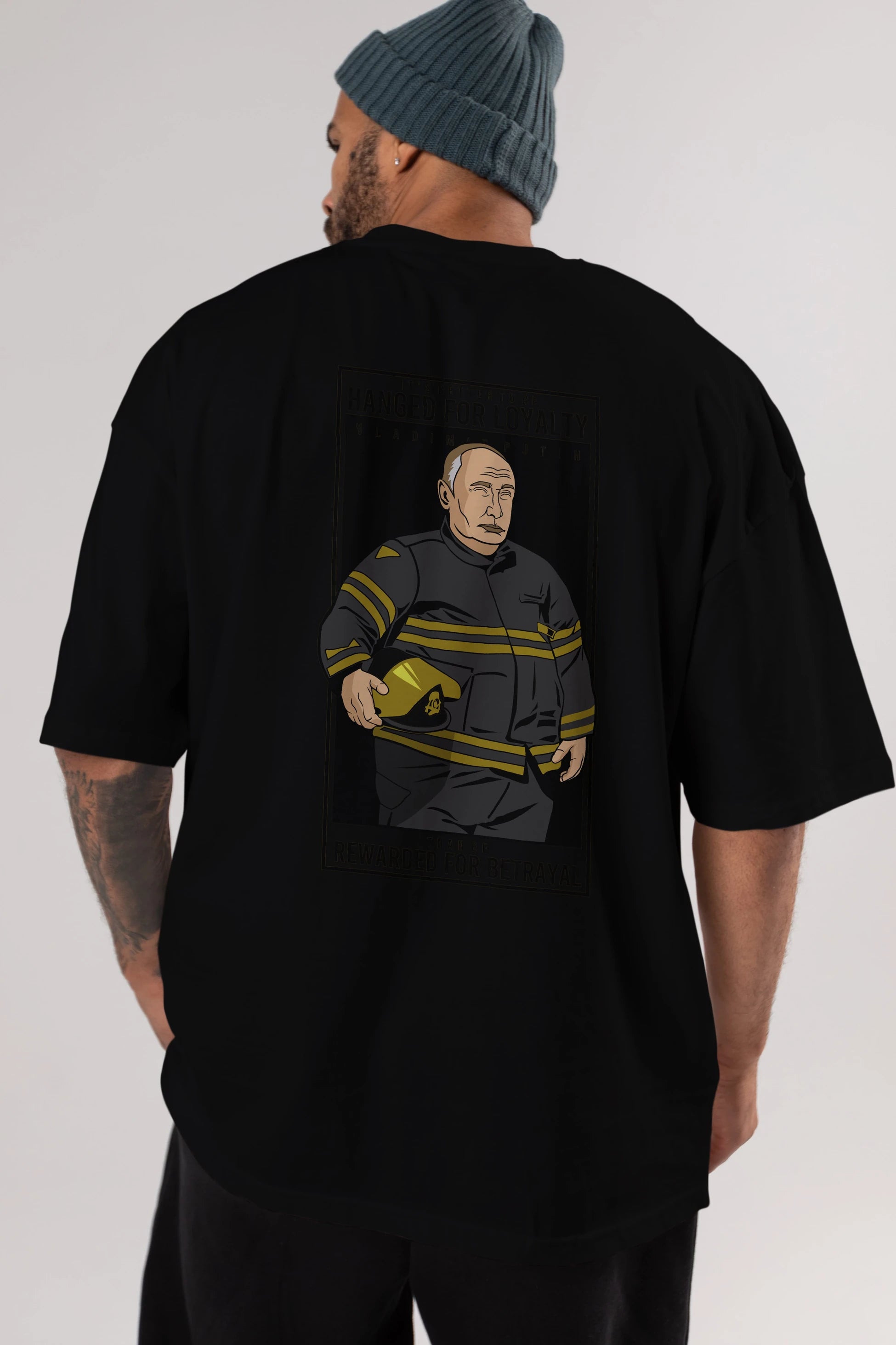 Putin Fireman Arka Baskılı Oversize t-shirt Erkek Kadın Unisex %100 Pamuk tişort