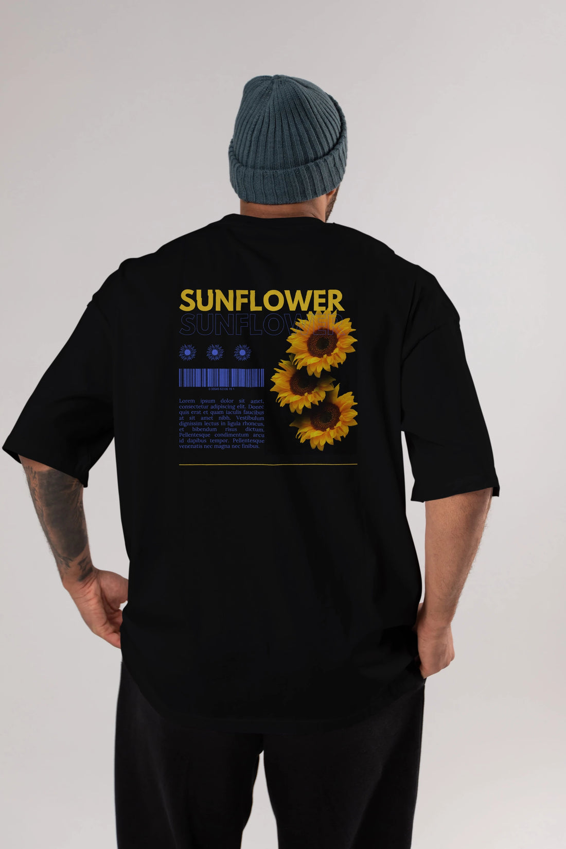 Sunflower Arka Baskılı Oversize t-shirt Erkek Kadın Unisex