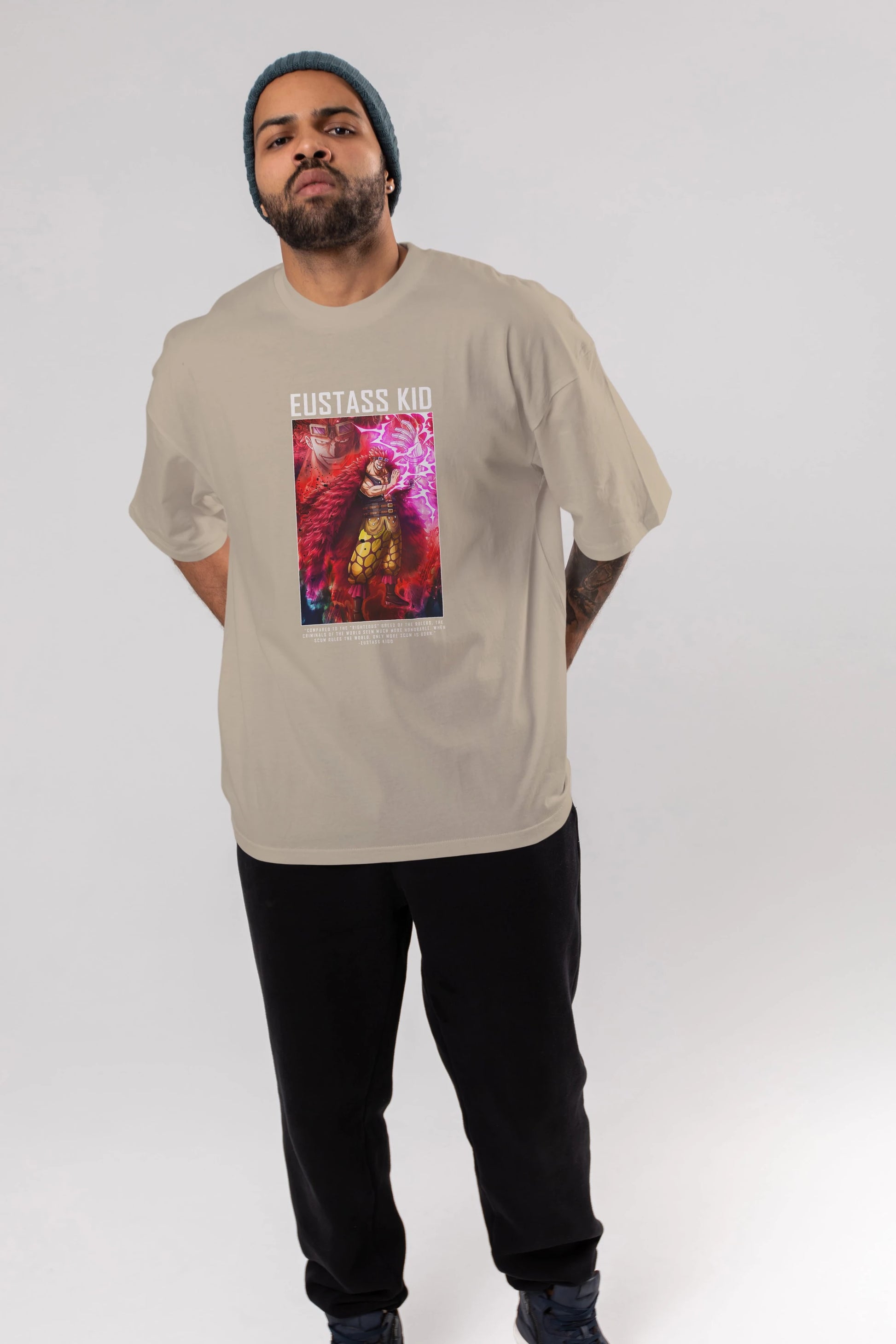 Eustass Kid Anime Ön Baskılı Oversize t-shirt Erkek Kadın Unisex