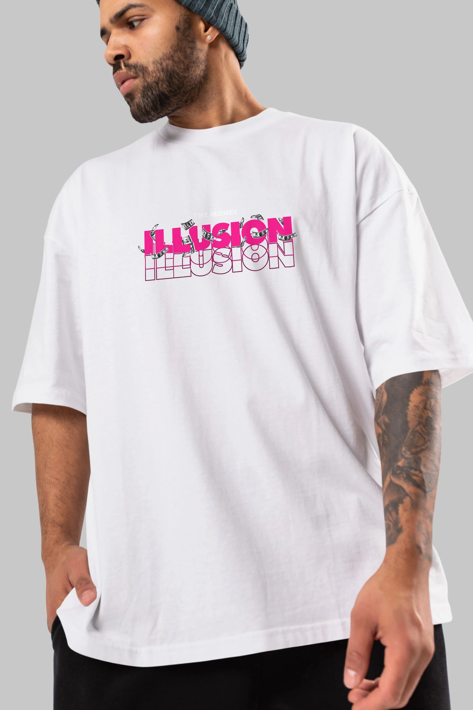 The Money Illusion Ön Baskılı Oversize t-shirt Erkek Kadın Unisex