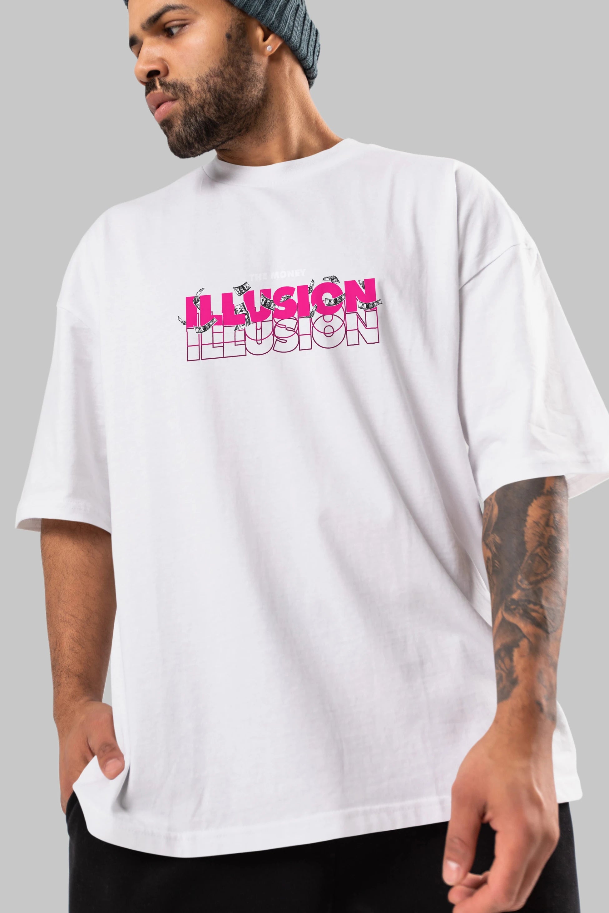 The Money Illusion Ön Baskılı Oversize t-shirt Erkek Kadın Unisex