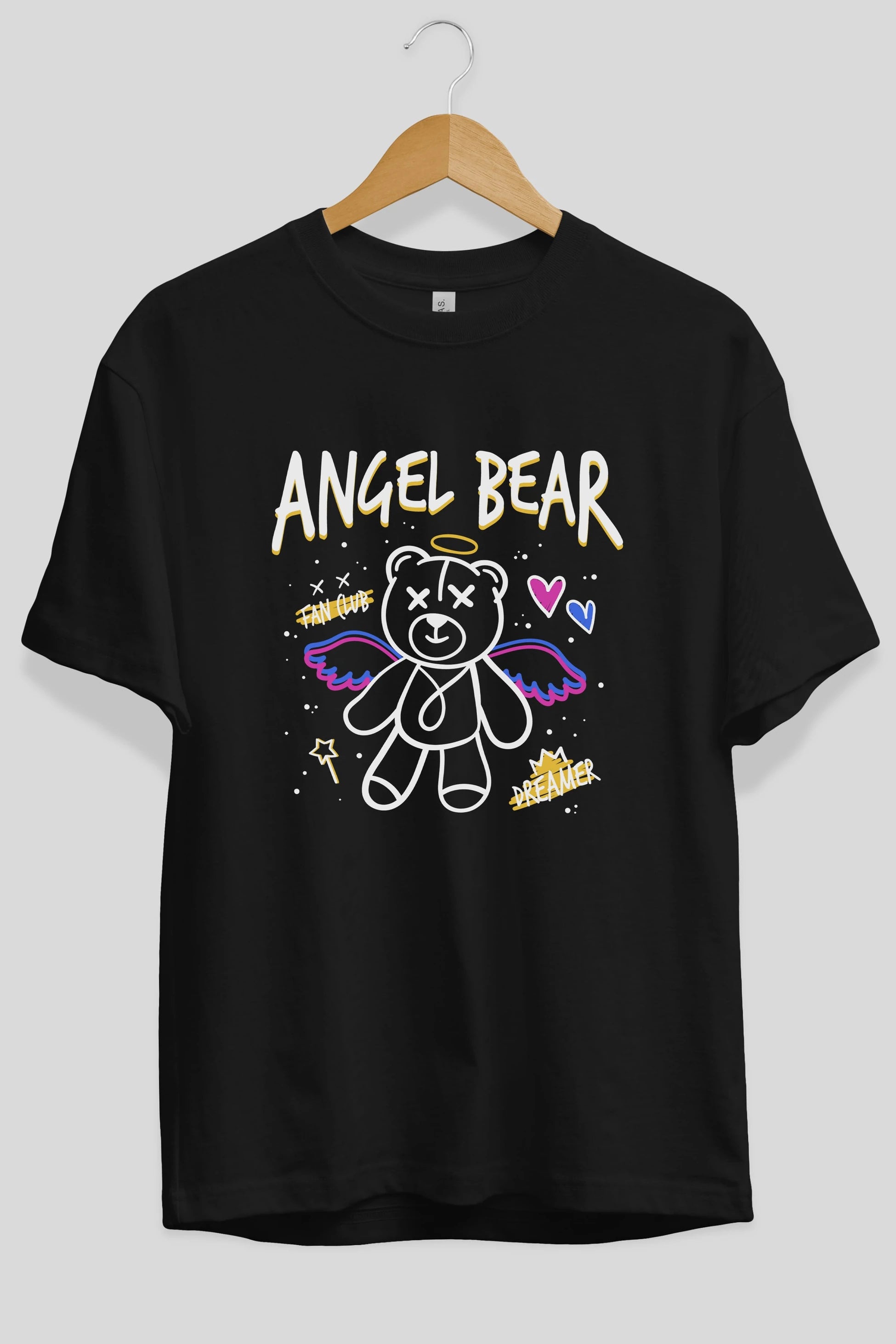 Angel Bear Ön Baskılı Oversize t-shirt Erkek Kadın Unisex