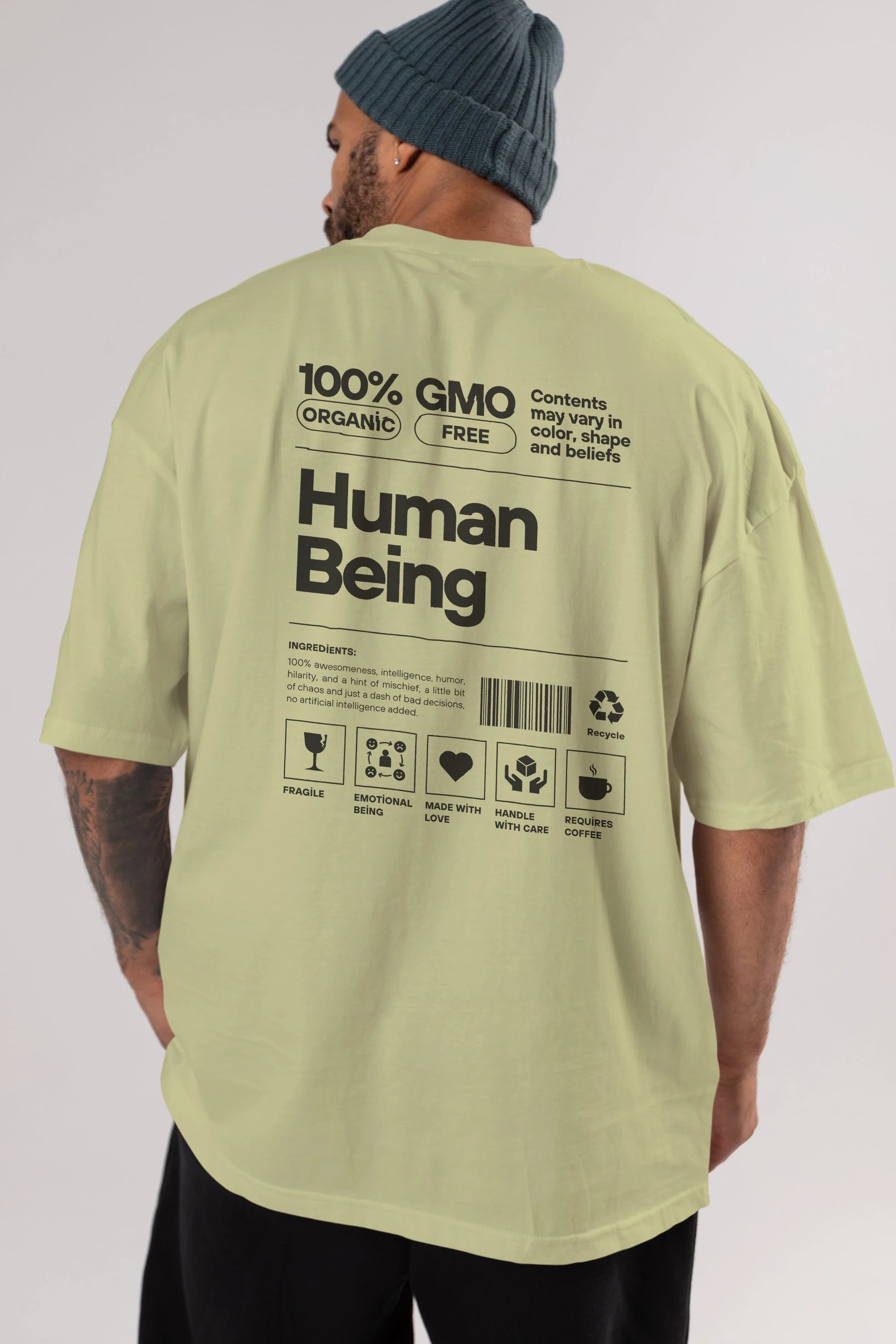 Human Being Arka Baskılı Oversize t-shirt Erkek Kadın Unisex