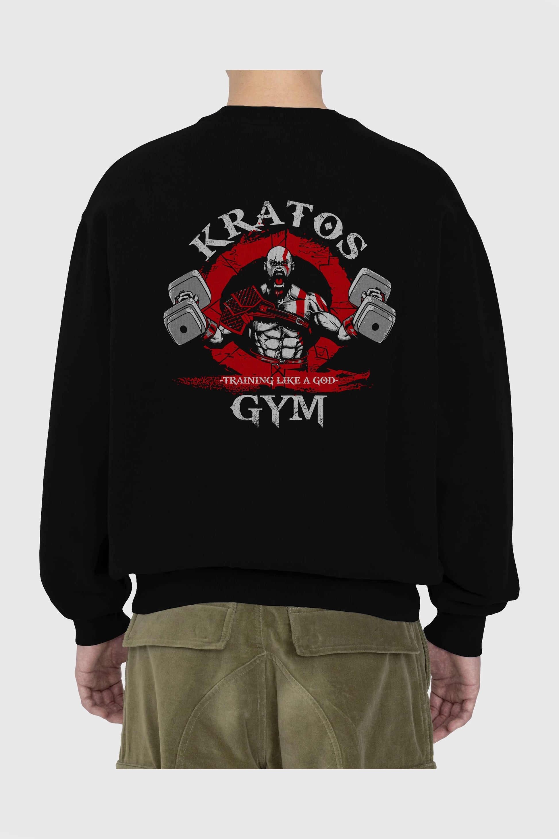 Kratos GYM Arka Baskılı Oversize Sweatshirt Erkek Kadın Unisex
