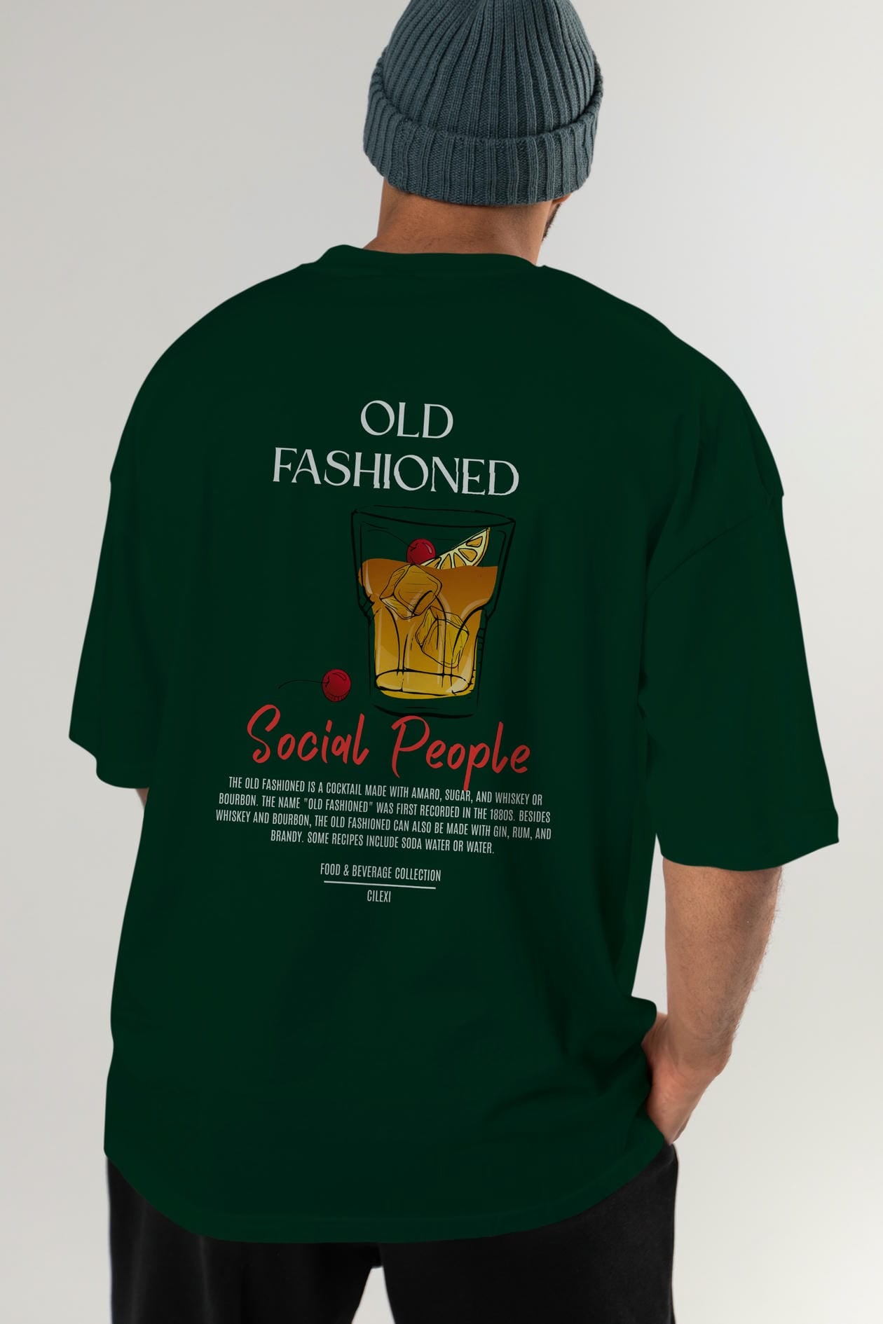 Old Fashıoned Kokteyl Serisi Baskılı Oversize t-shirt Erkek Kadın Unisex %100 Pamuk Bisiklet Yaka tişort