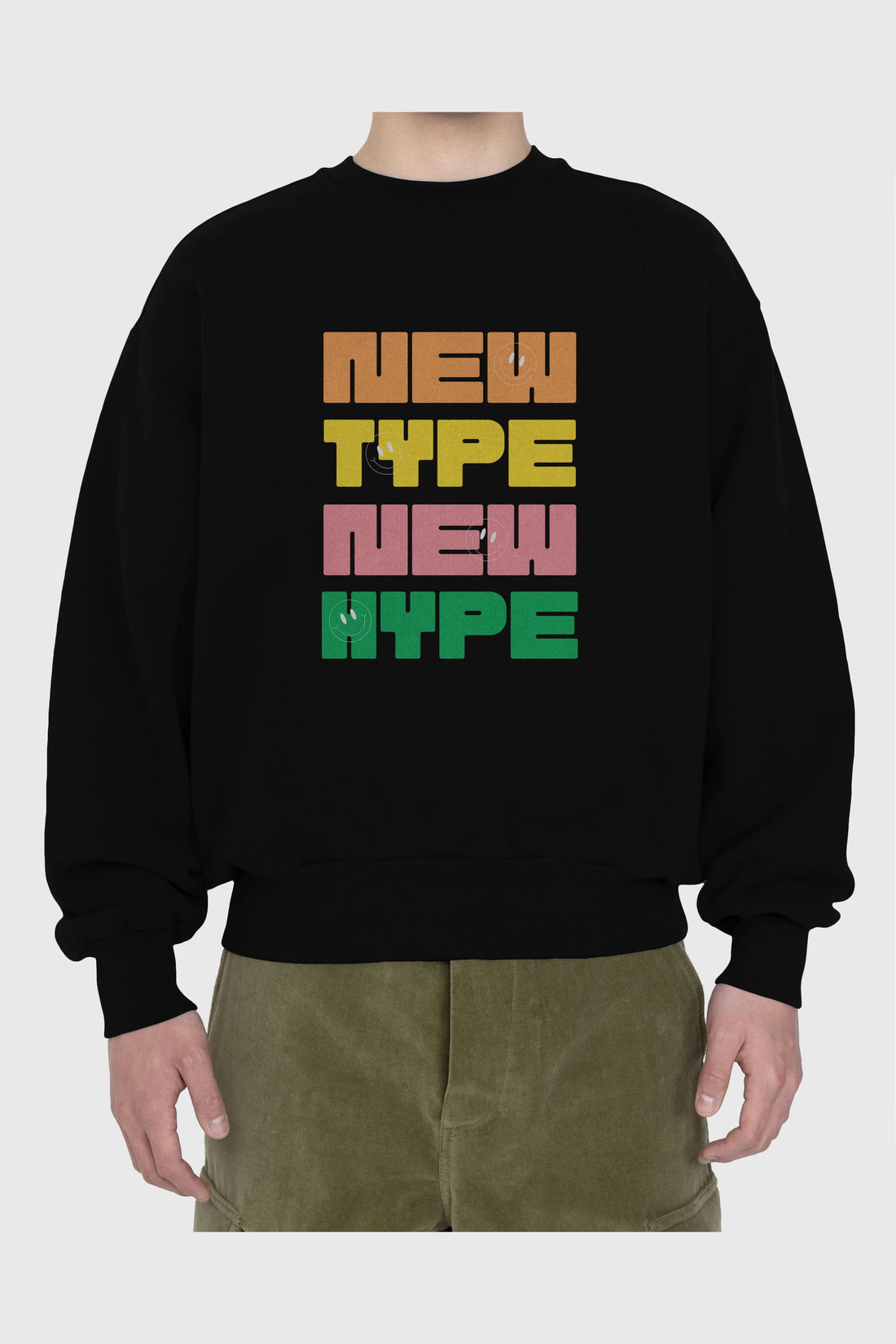 New Type New Hype Yazılı Ön Baskılı Oversize Sweatshirt Erkek Kadın Unisex