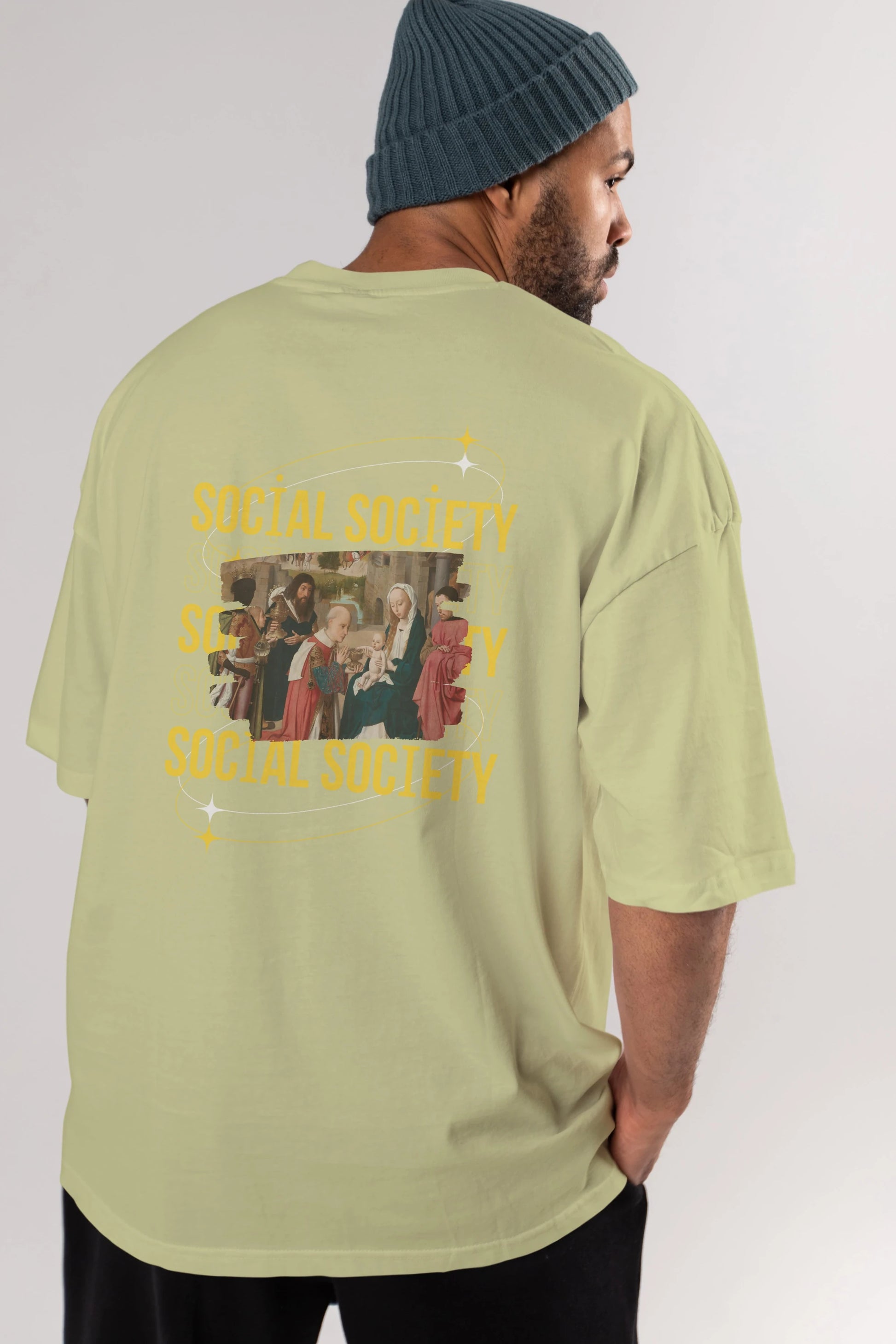 Social Society Yazılı Arka Baskılı Oversize t-shirt Erkek Kadın Unisex