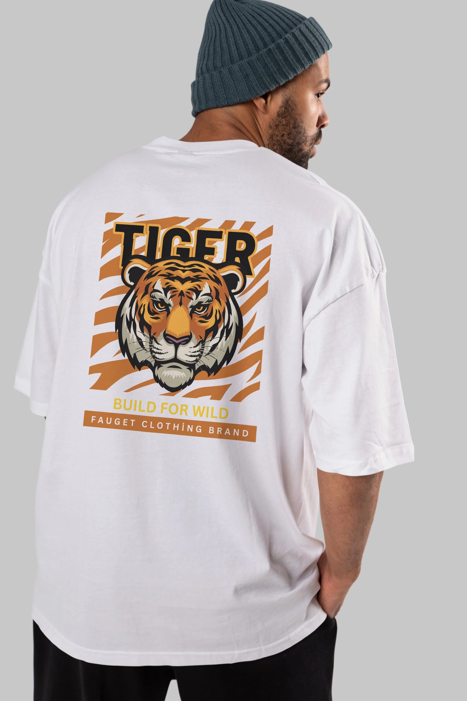 Tiger Arka Baskılı Oversize t-shirt Erkek Kadın Unisex