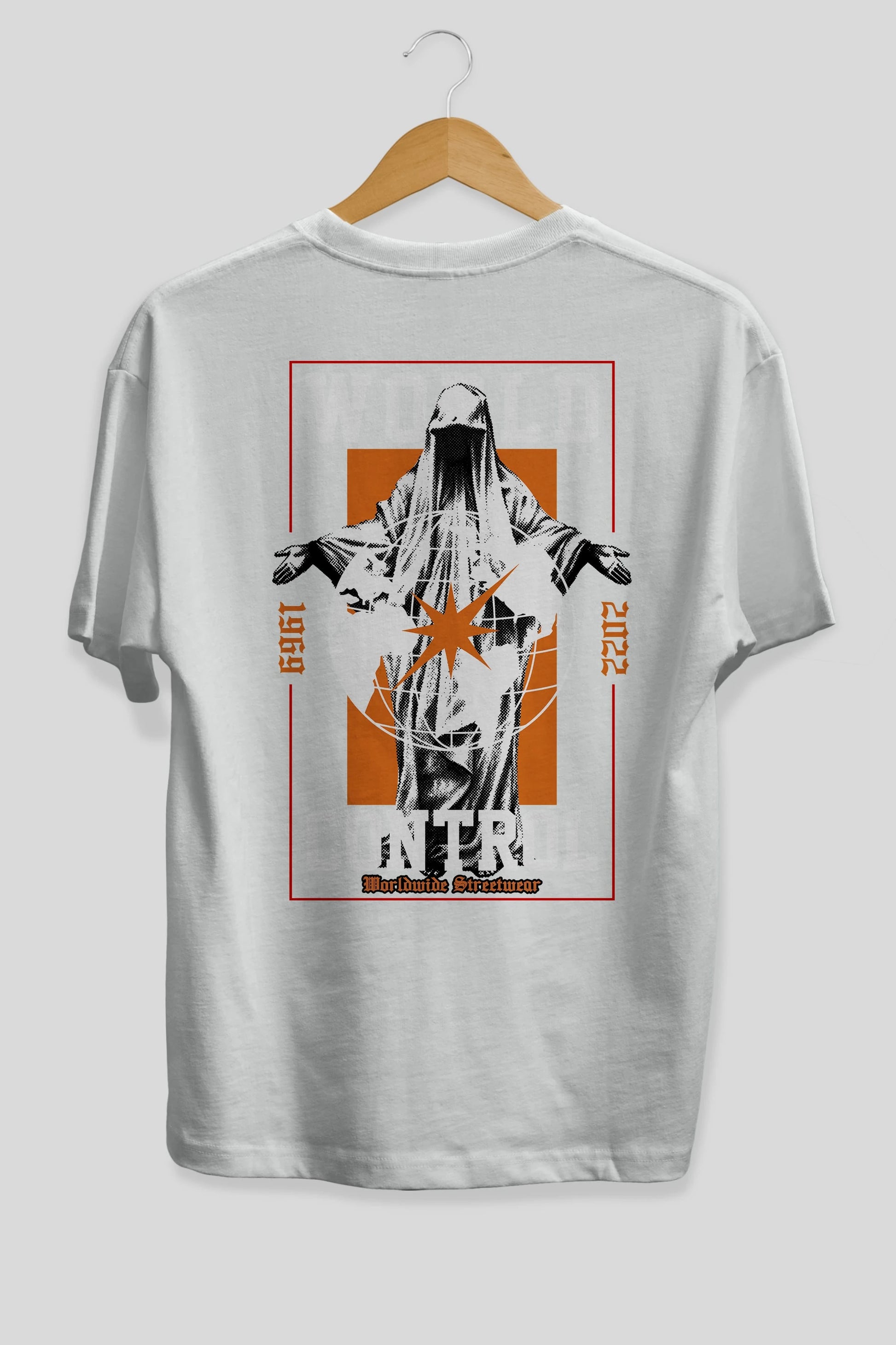 World Control Arka Baskılı Oversize t-shirt Erkek Kadın Unisex