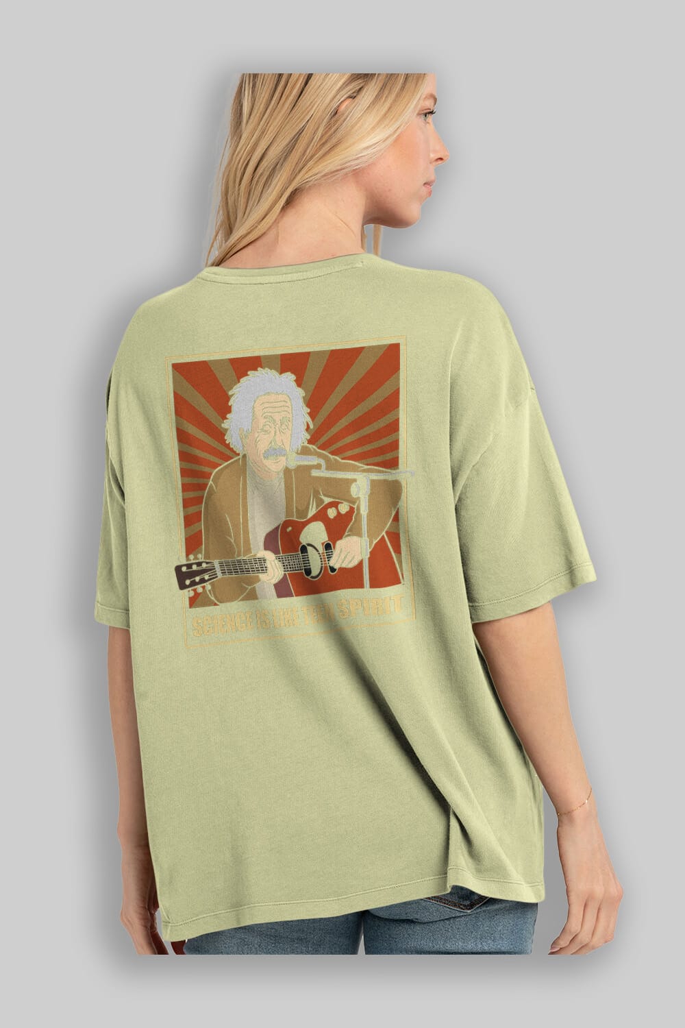 Kurt Einstein Arka Baskılı Oversize t-shirt Erkek Kadın Unisex %100 Pamuk tişort