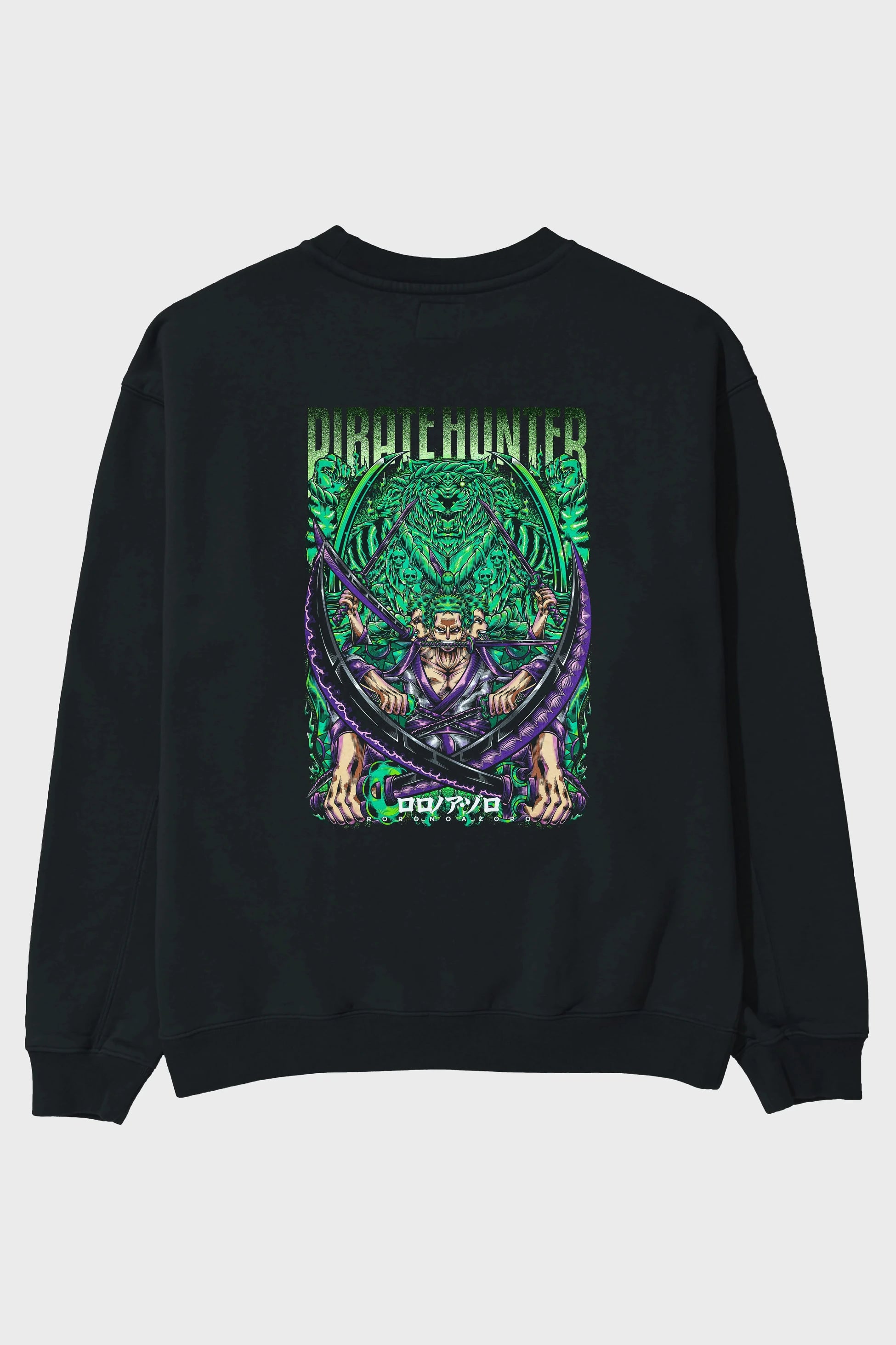 RORONOA ZORO 3 Anime Arka Baskılı Oversize Sweatshirt Erkek Kadın Unisex