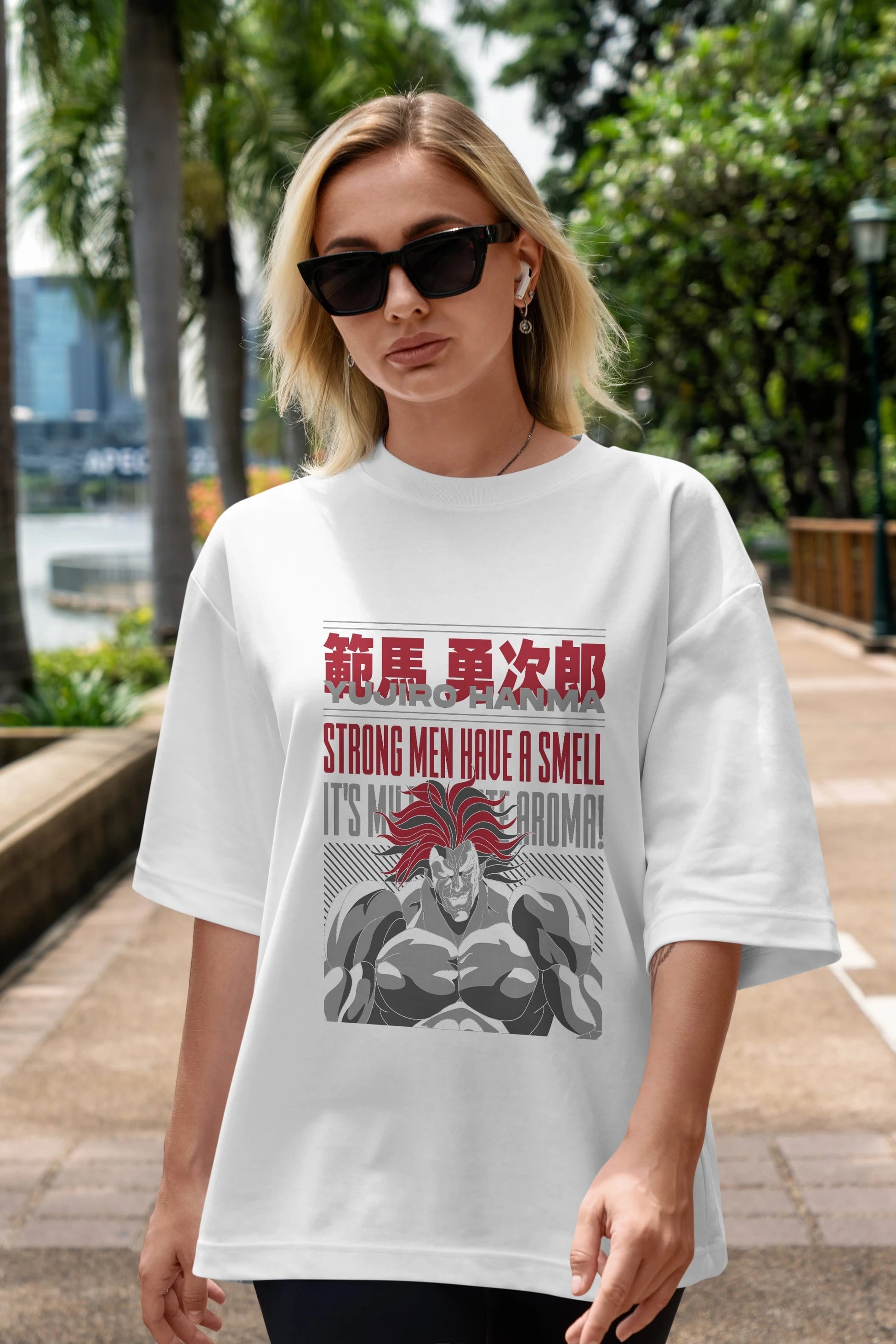 YUJIRO HANMA Anime Ön Baskılı Oversize t-shirt %100 pamuk Erkek Kadın Unisex