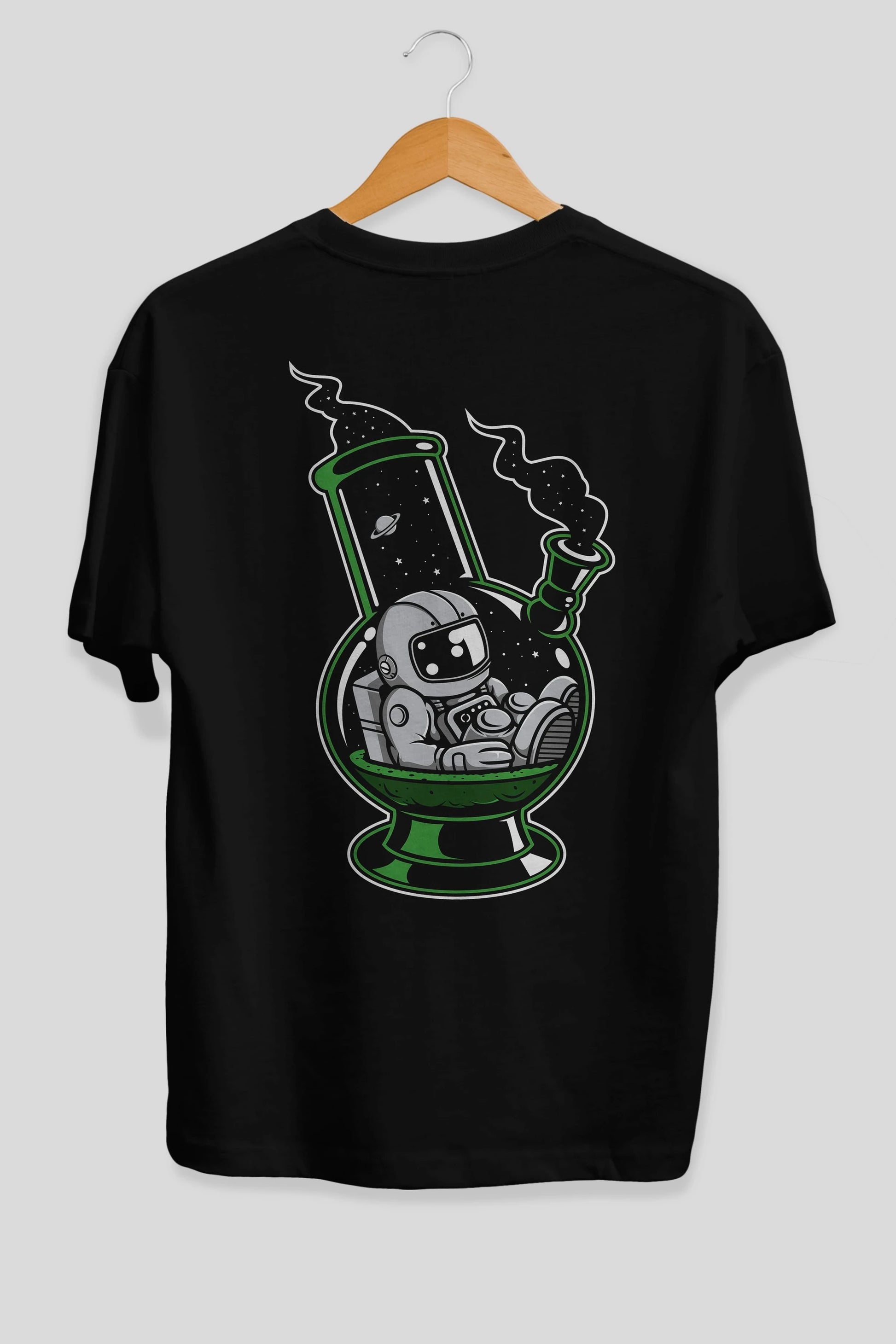 Astronaut Bong Arka Baskılı Oversize t-shirt Erkek Kadın Unisex
