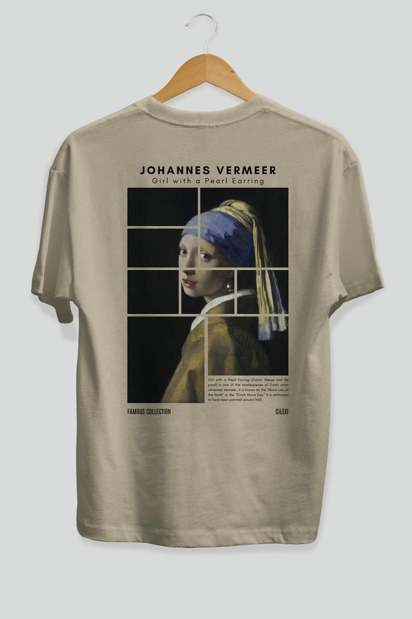 Johannes Vermeer Arka Baskılı Oversize t-shirt Erkek Kadın Bisiklet Yaka Pamuk tişort