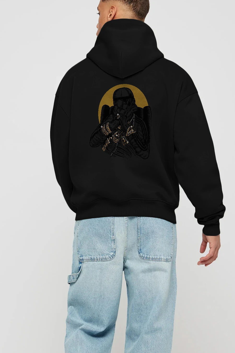 Trooper Dee Jay Arka Baskılı Hoodie Oversize Kapüşonlu Sweatshirt Erkek Kadın Unisex