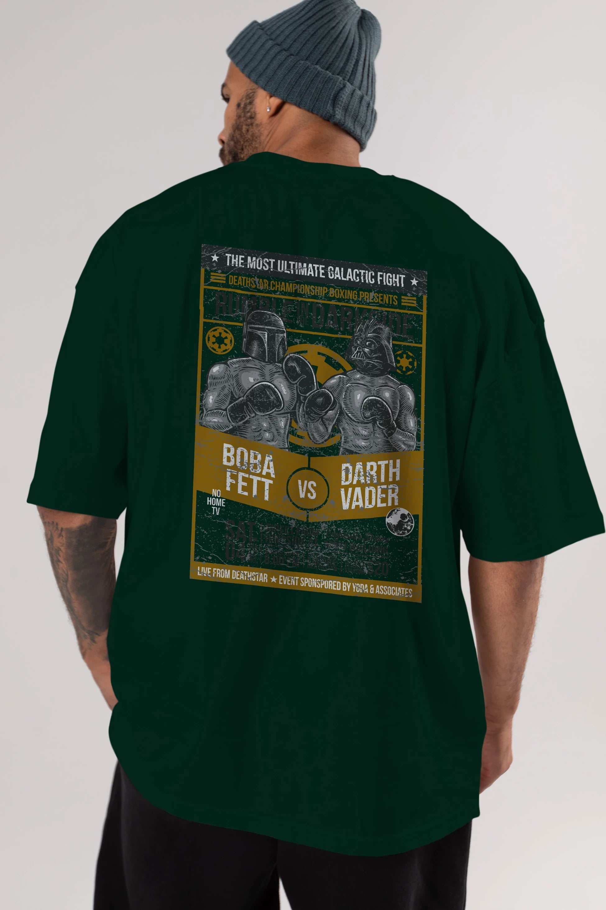 Rumble In The Darkside Arka Baskılı Oversize t-shirt Erkek Kadın Unisex %100 Pamuk