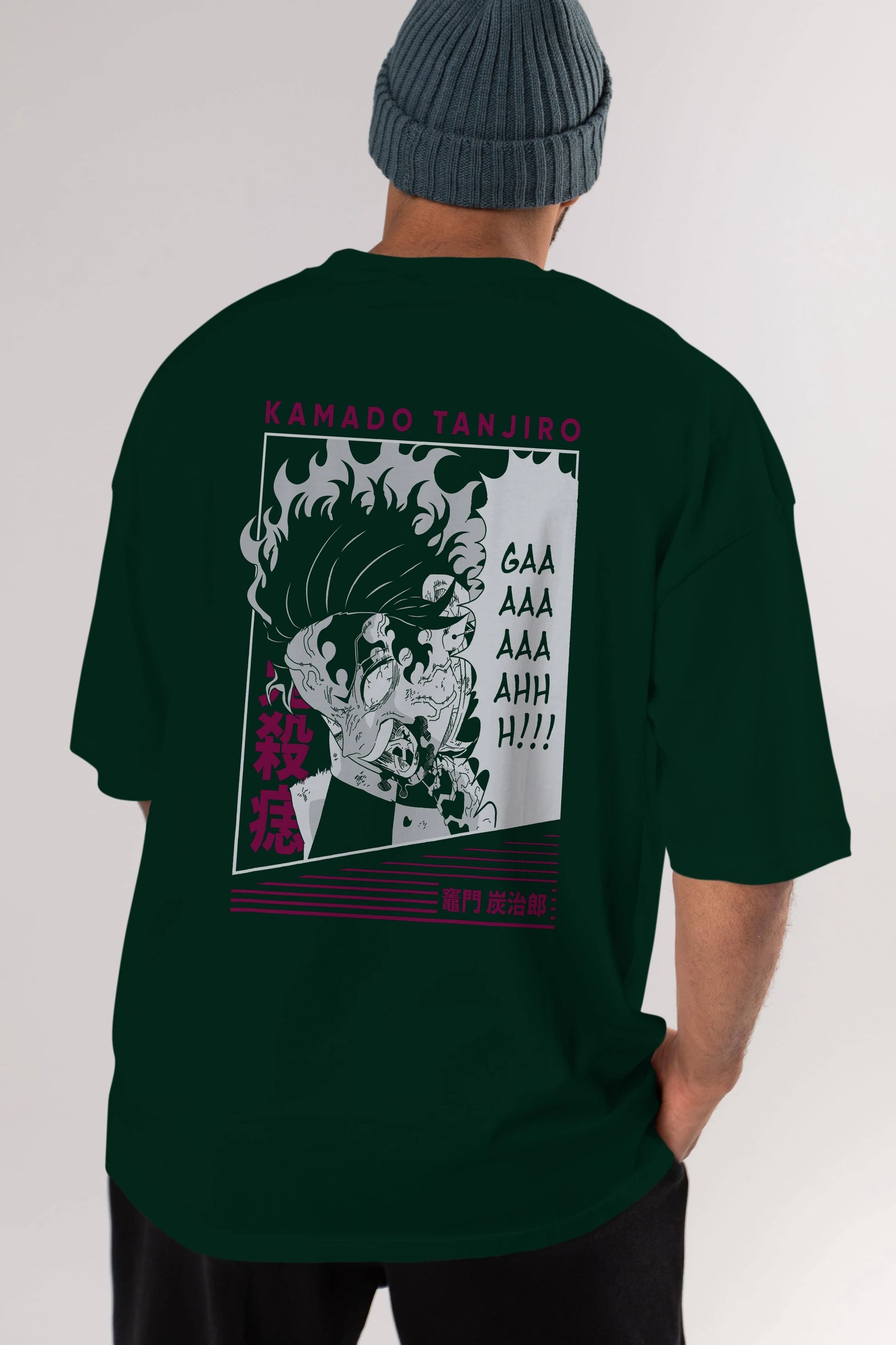 TANJIRO KAMADO 3 Anime Arka Baskılı Oversize t-shirt Erkek Kadın Unisex