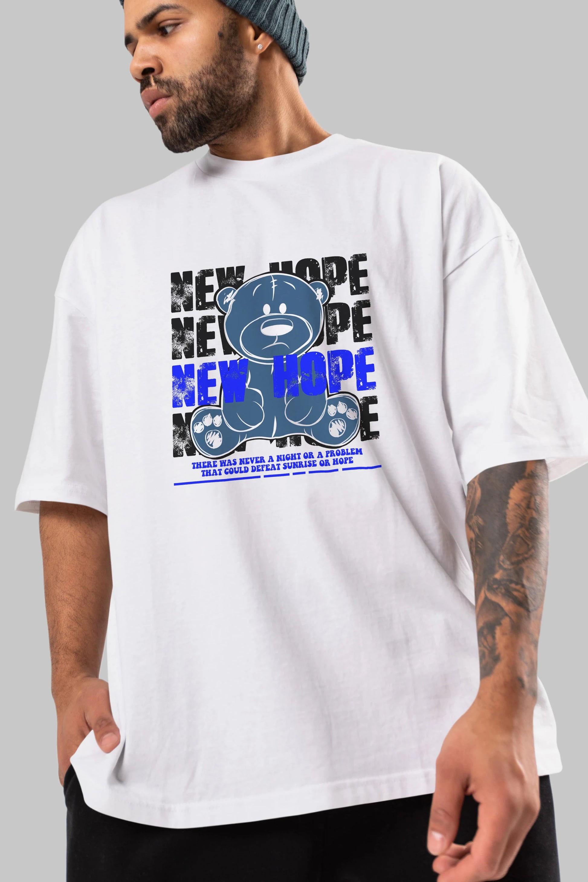 Teddy Bear New Hope Ön Baskılı Oversize t-shirt Erkek Kadın Unisex