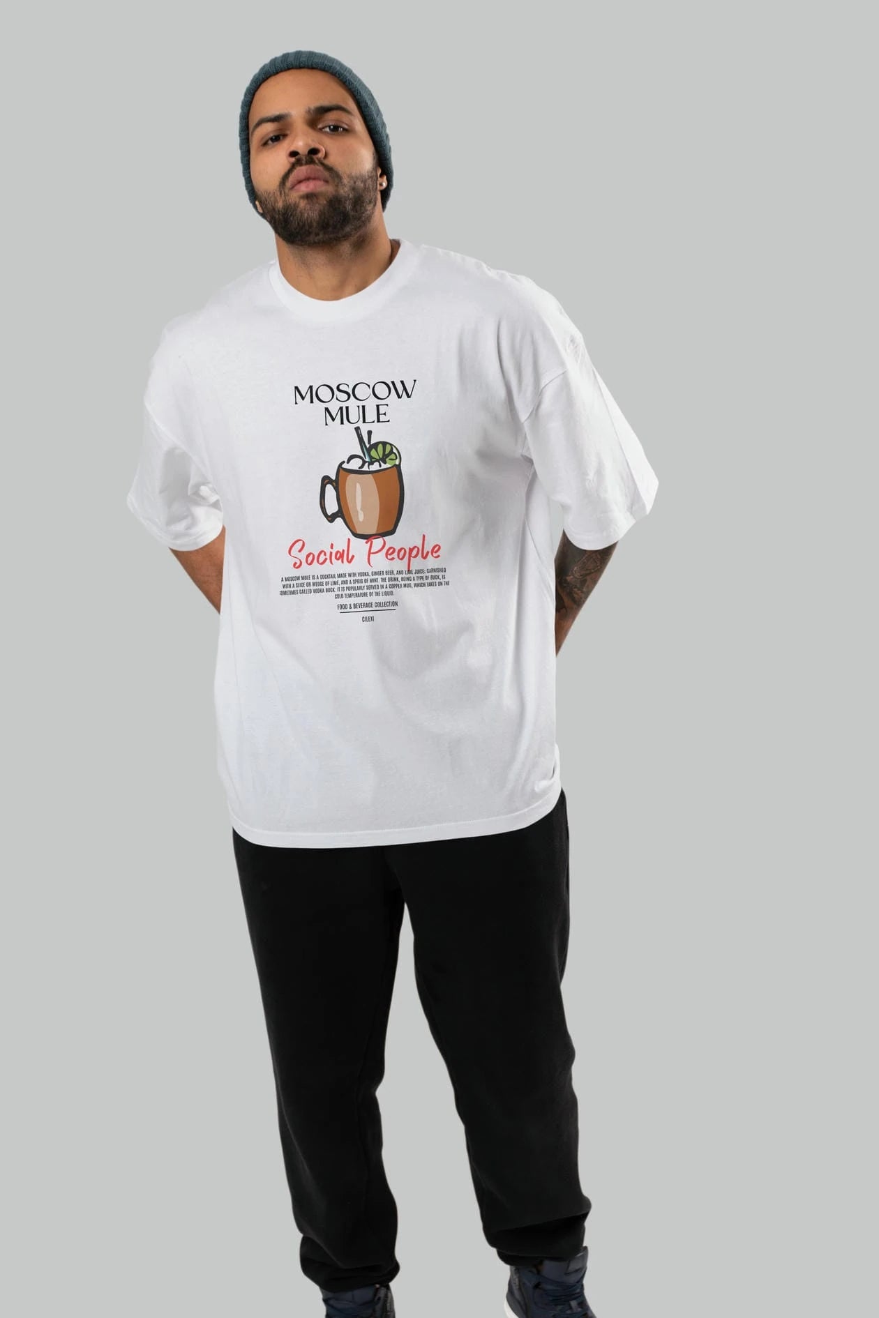 Moscow Mule Kokteyl Serisi ön Baskılı Oversize t-shirt Erkek Kadın %100 Pamuk Bisiklet Yaka tişort