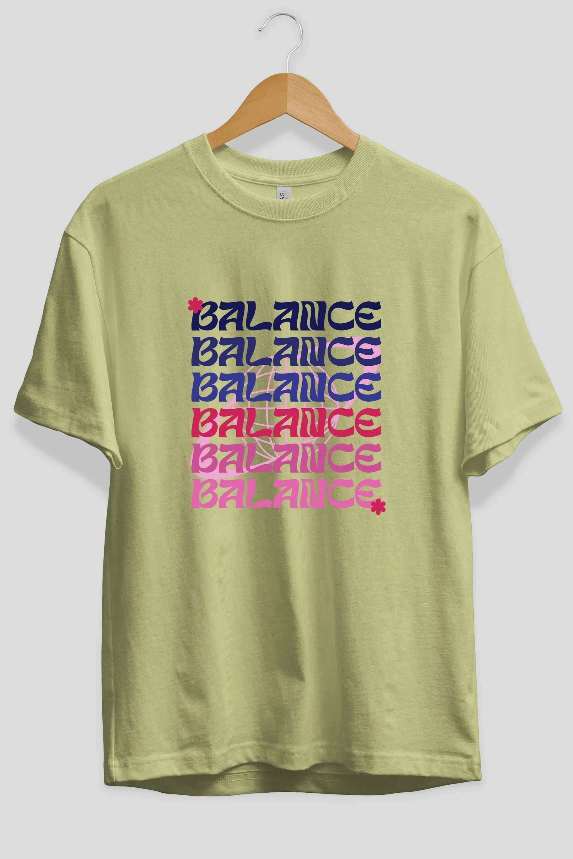 Balance Yazılı Ön Baskılı Oversize t-shirt Erkek Kadın Unisex