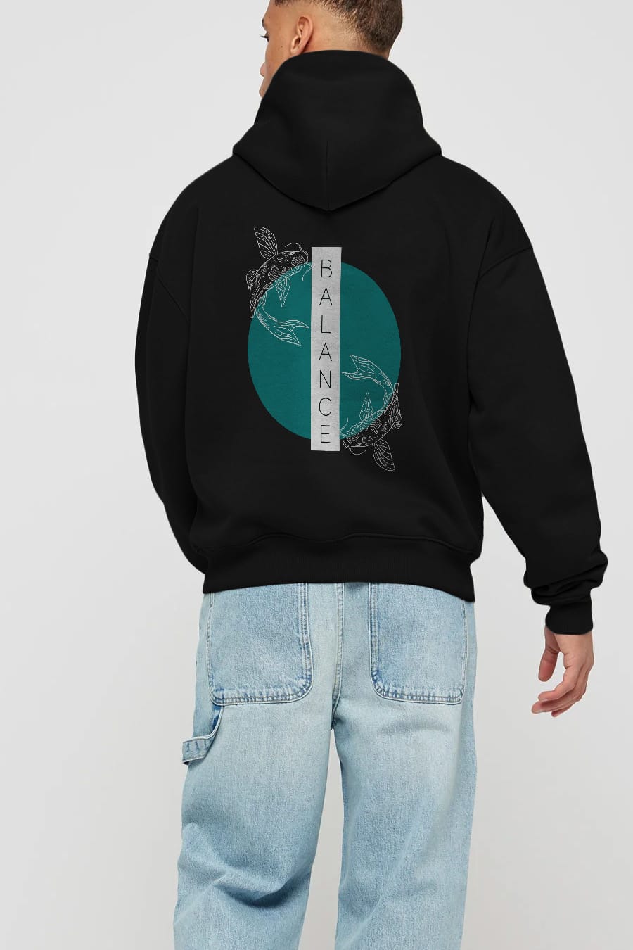 Balance 2 Yazılı Arka Baskılı Oversize Hoodie Kapüşonlu Sweatshirt Erkek Kadın Unisex