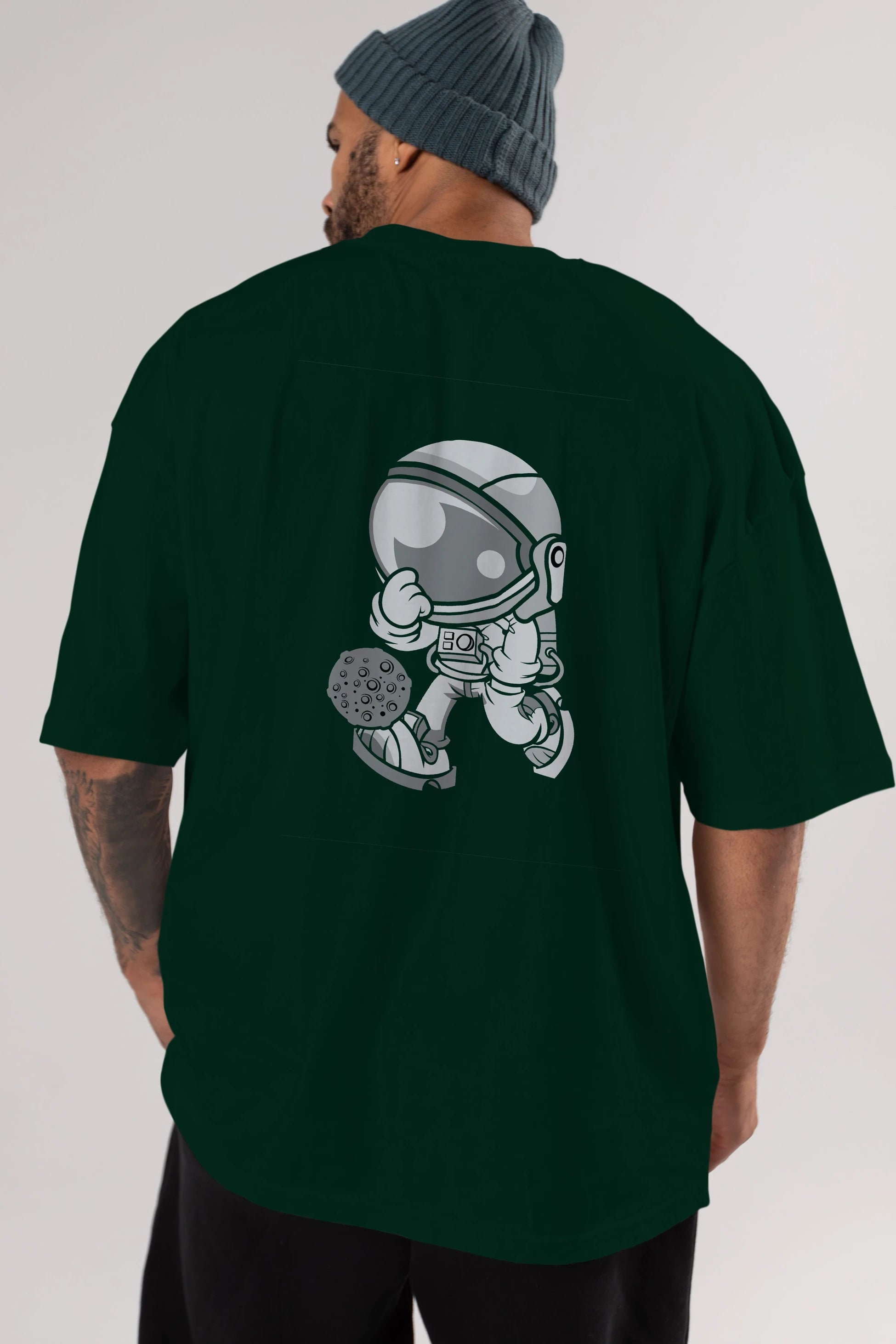Street Astronaut Arka Baskılı Oversize t-shirt Erkek Kadın Unisex %100 Pamuk tişort