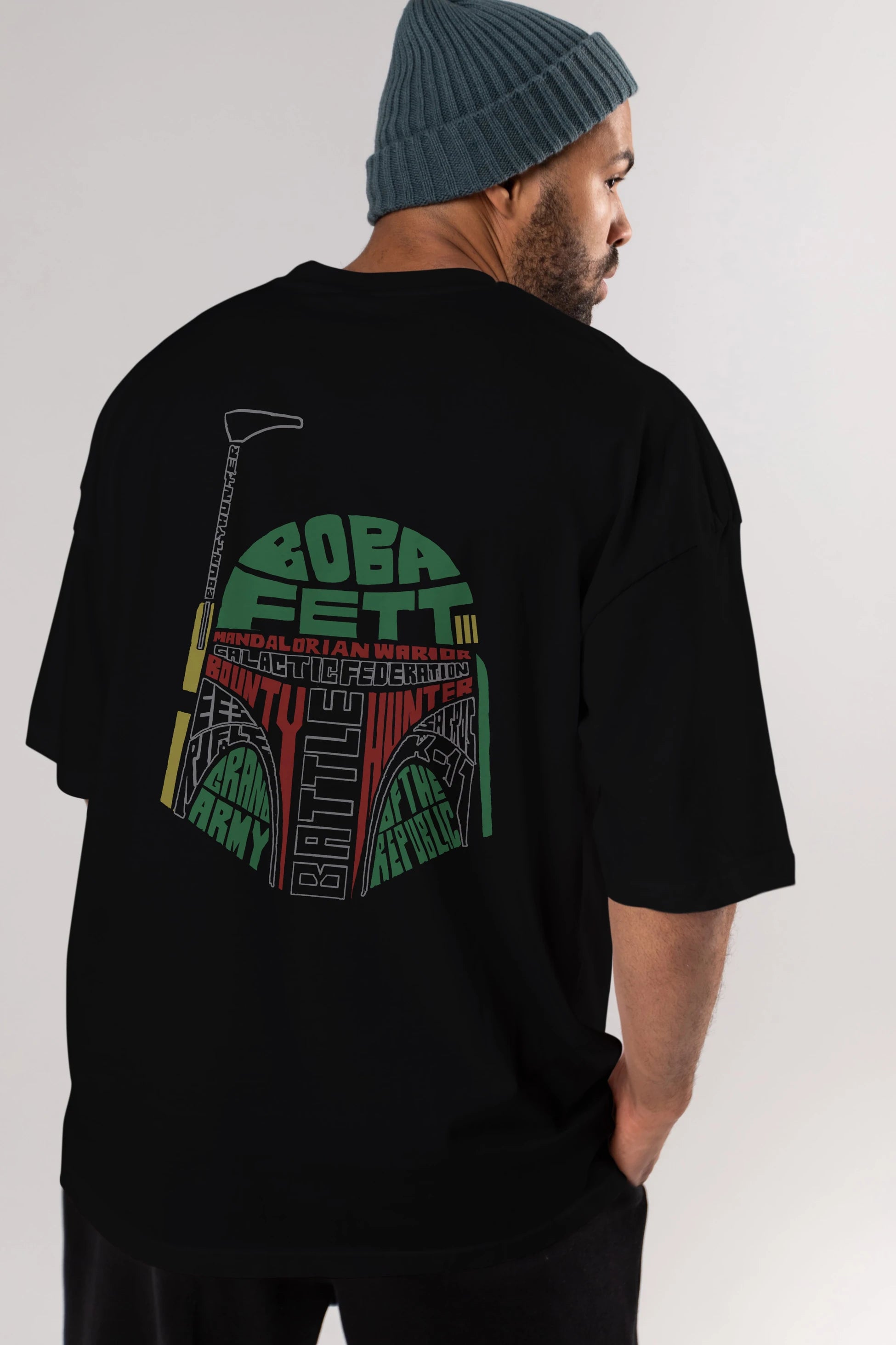Boba Fett (2) Arka Baskılı Oversize t-shirt %100 pamuk Erkek Kadın Unisex