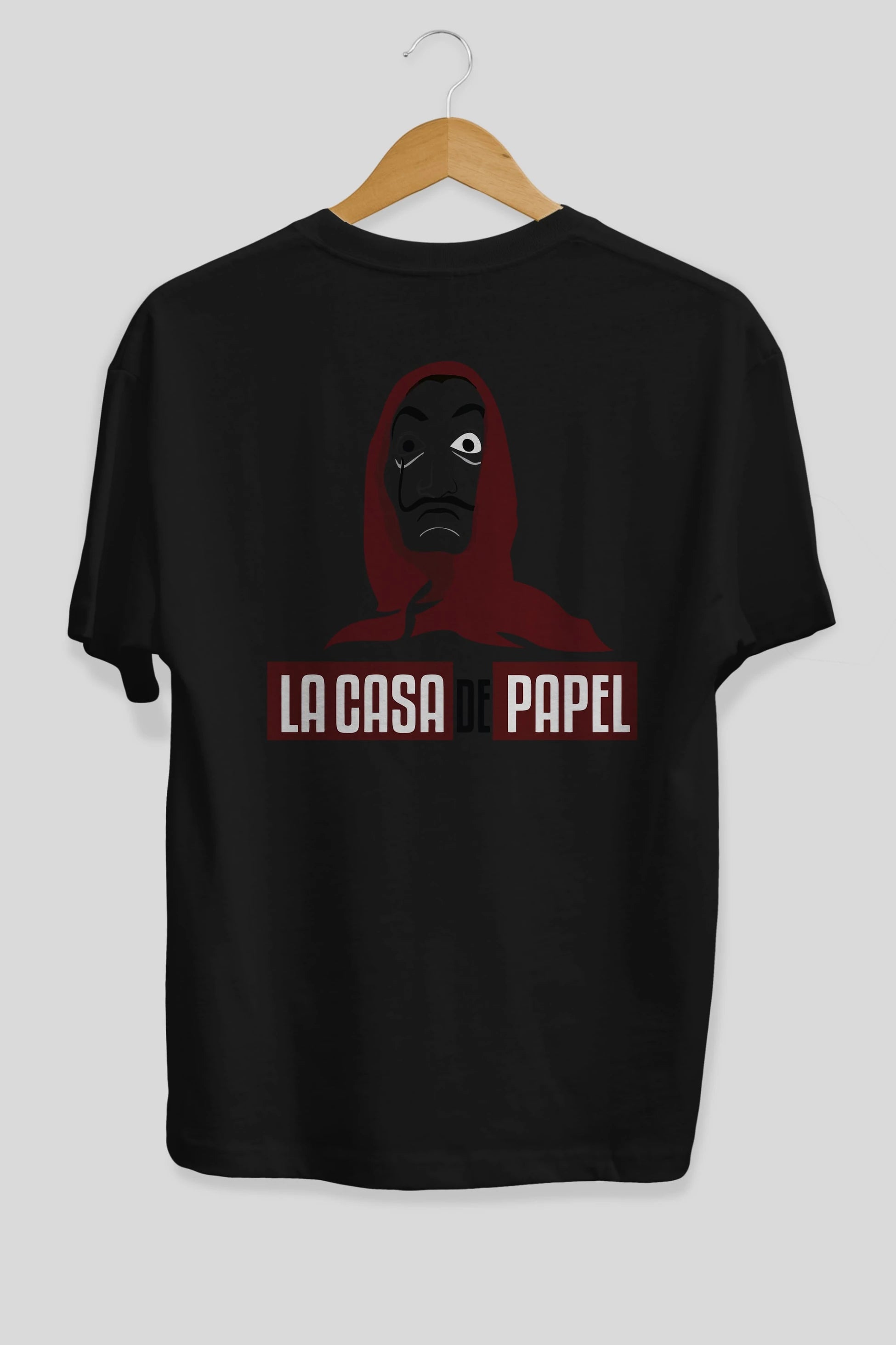 La Casa De Papel (1) Arka Baskılı Oversize t-shirt Erkek Kadın Unisex %100 Pamuk Bisiklet Yaka tişort