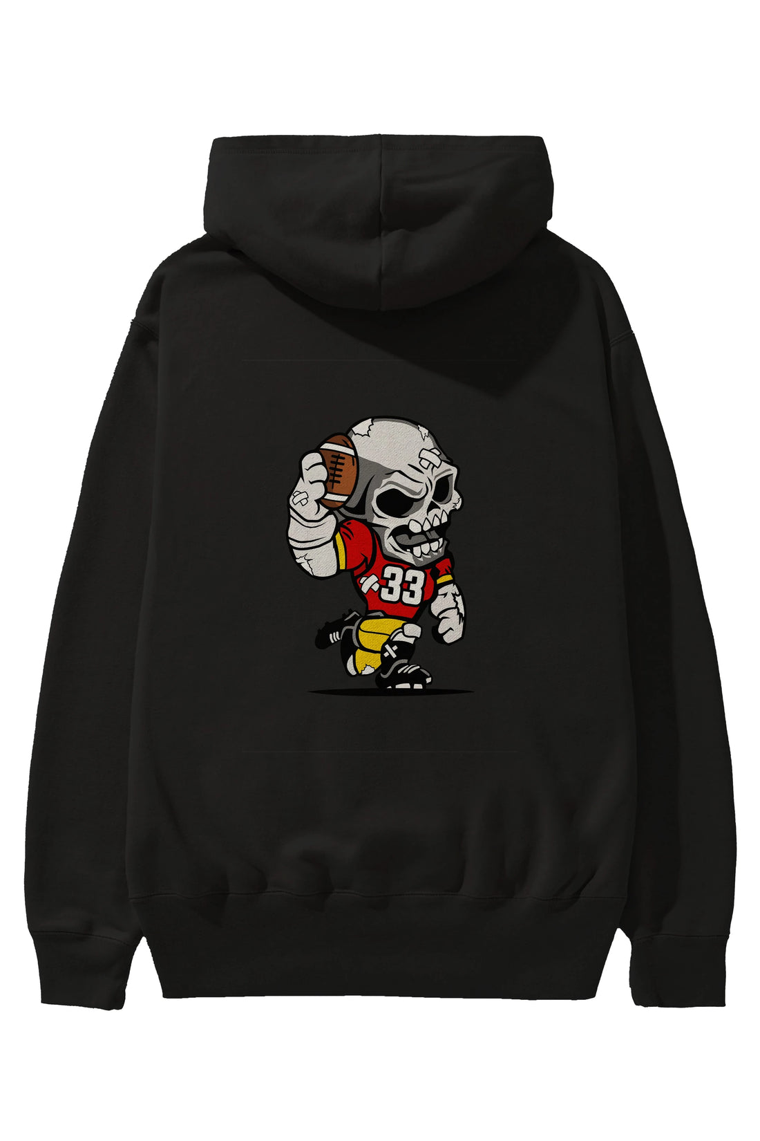 Skull Football Player Arka Baskılı Hoodie Oversize Kapüşonlu Sweatshirt Erkek Kadın Unisex