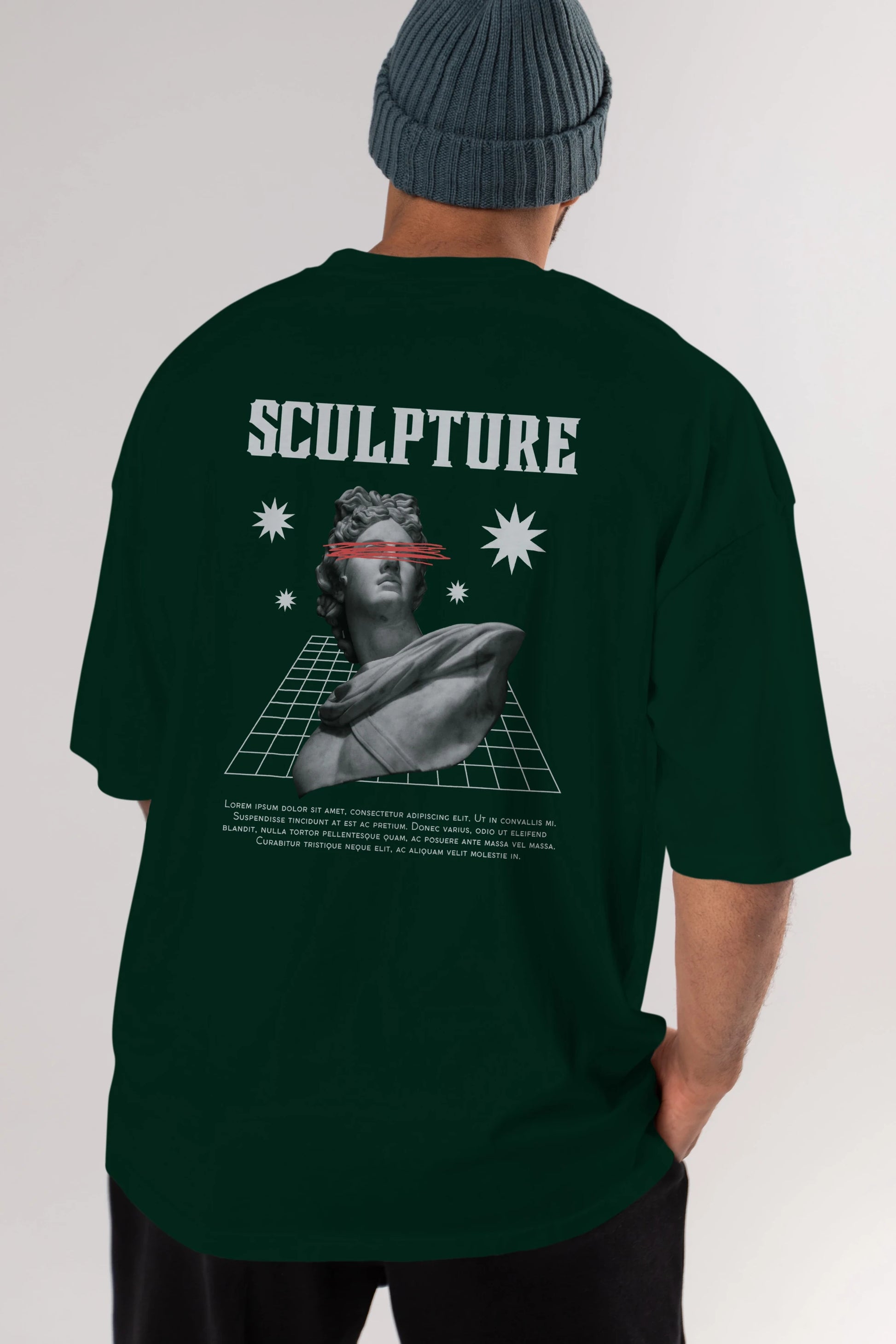 Sculpture Yazılı Arka Baskılı Oversize t-shirt Erkek Kadın Unisex