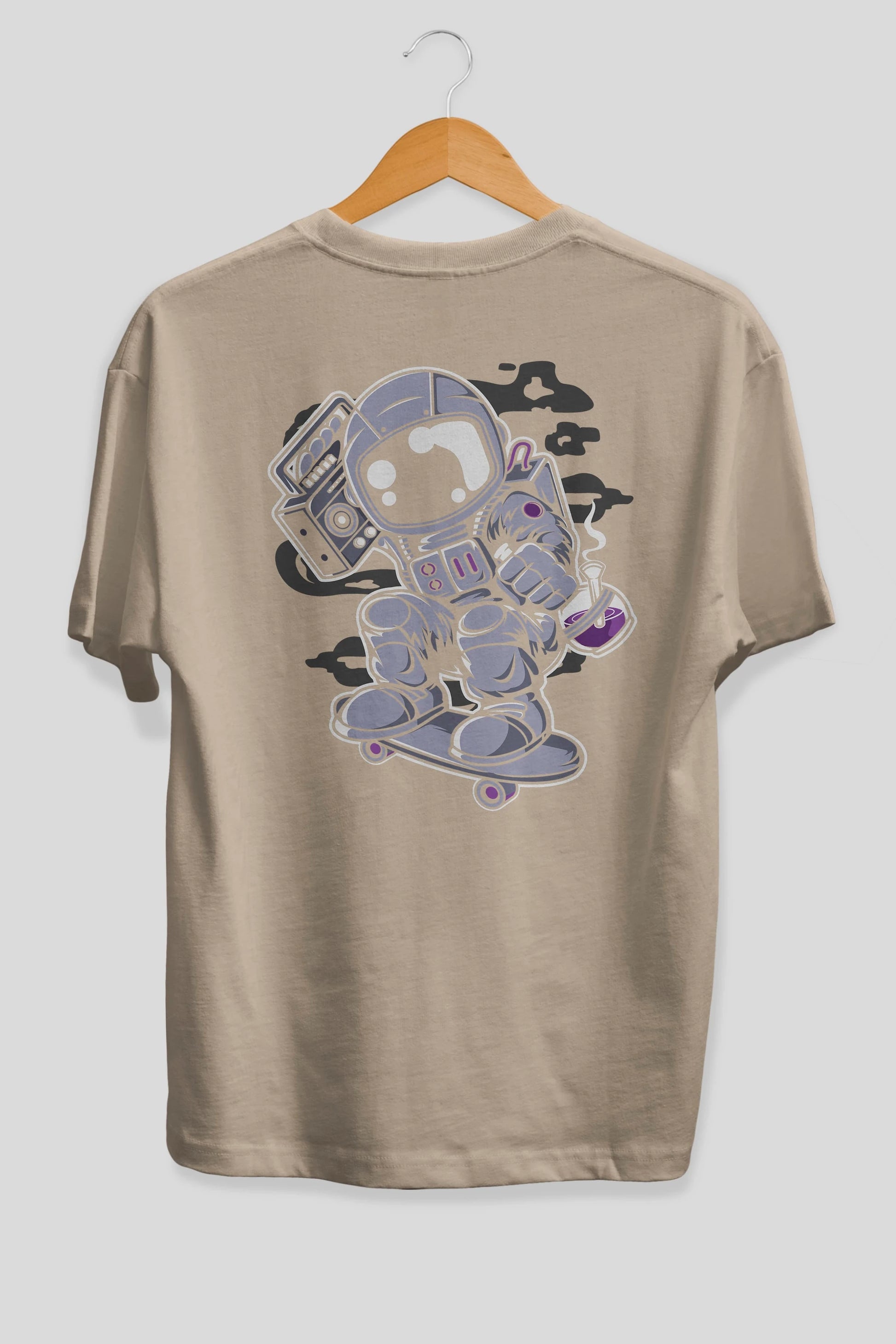 Astroanut Skater Boombox Arka Baskılı Oversize t-shirt Erkek Kadın Unisex